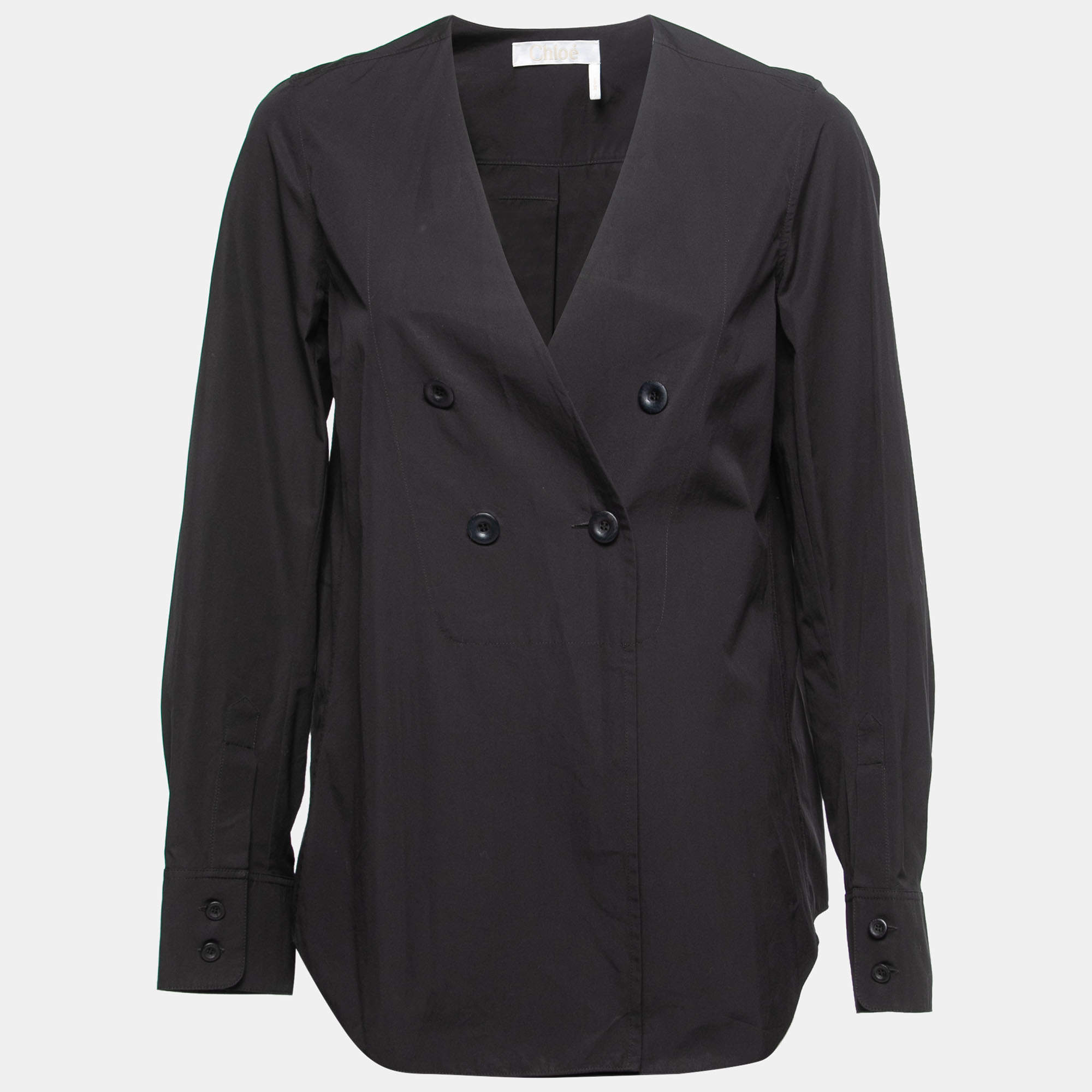 Chloe Black Cotton Double Breasted Blouse M