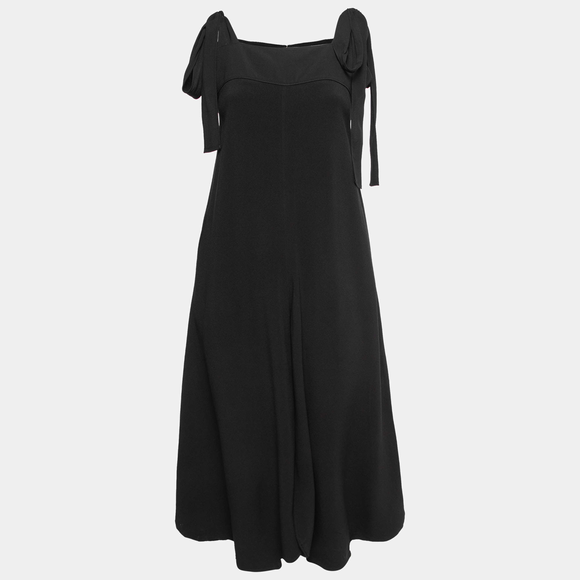 Chloe Black Crepe Tie Strap Wide Leg Jumpsuit M