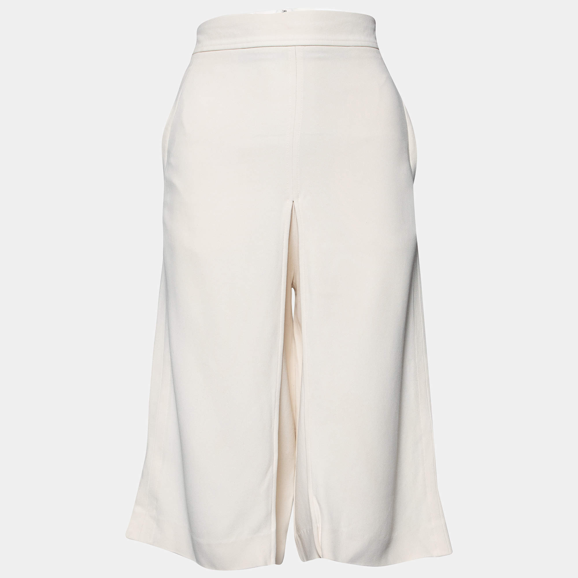 Pre Owned Chloe Cream Crepe High Waist Culottes S