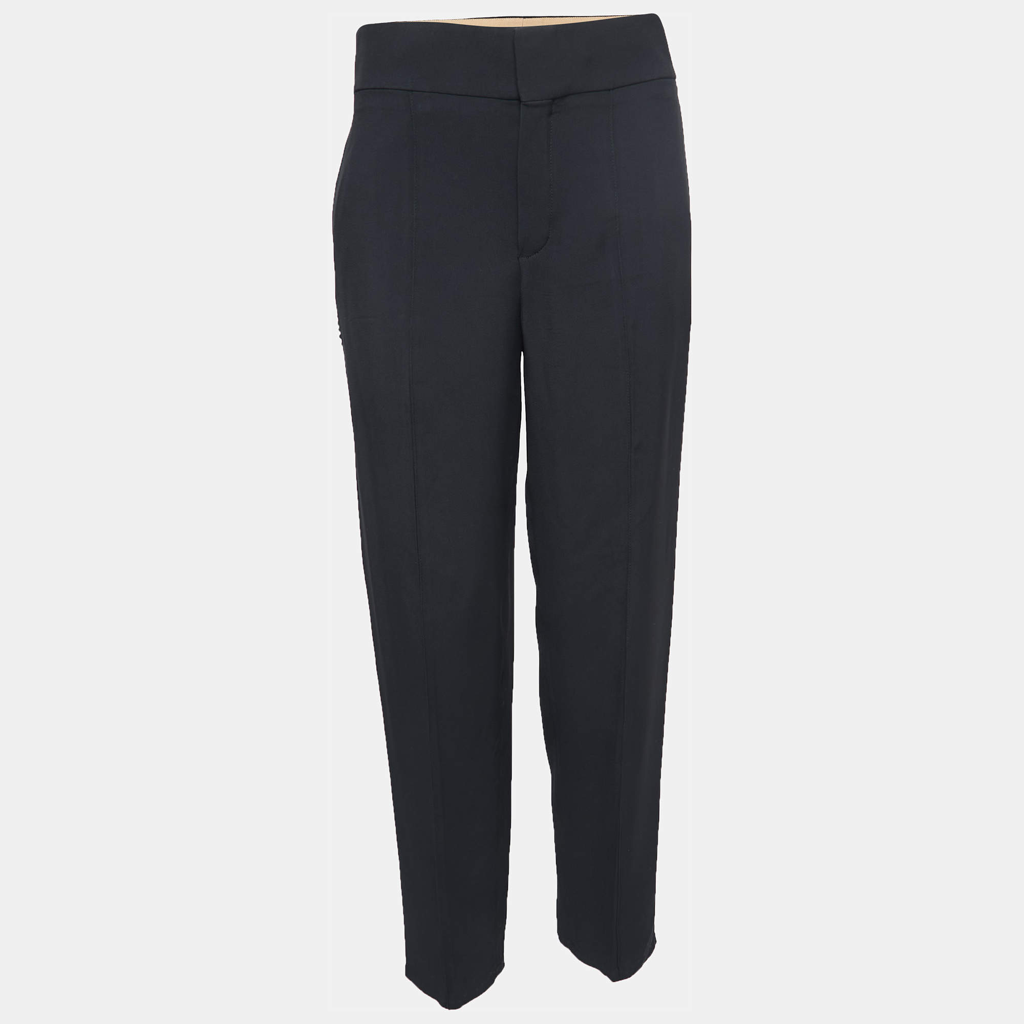 Pre Owned Chloe Black Crepe Straight Fit Pants M