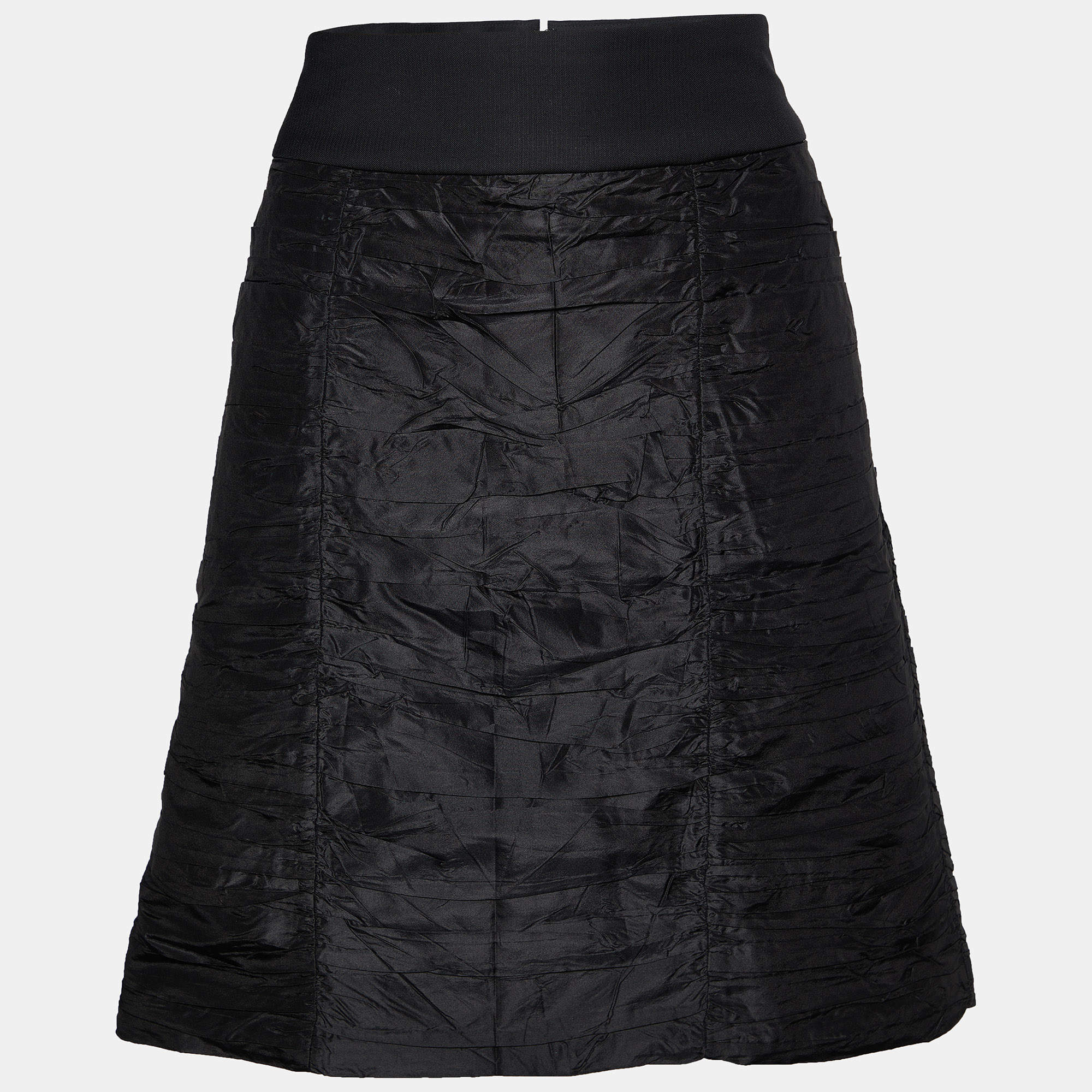 Pre Owned Chloe Black Silk Ruched Mini Skirt M