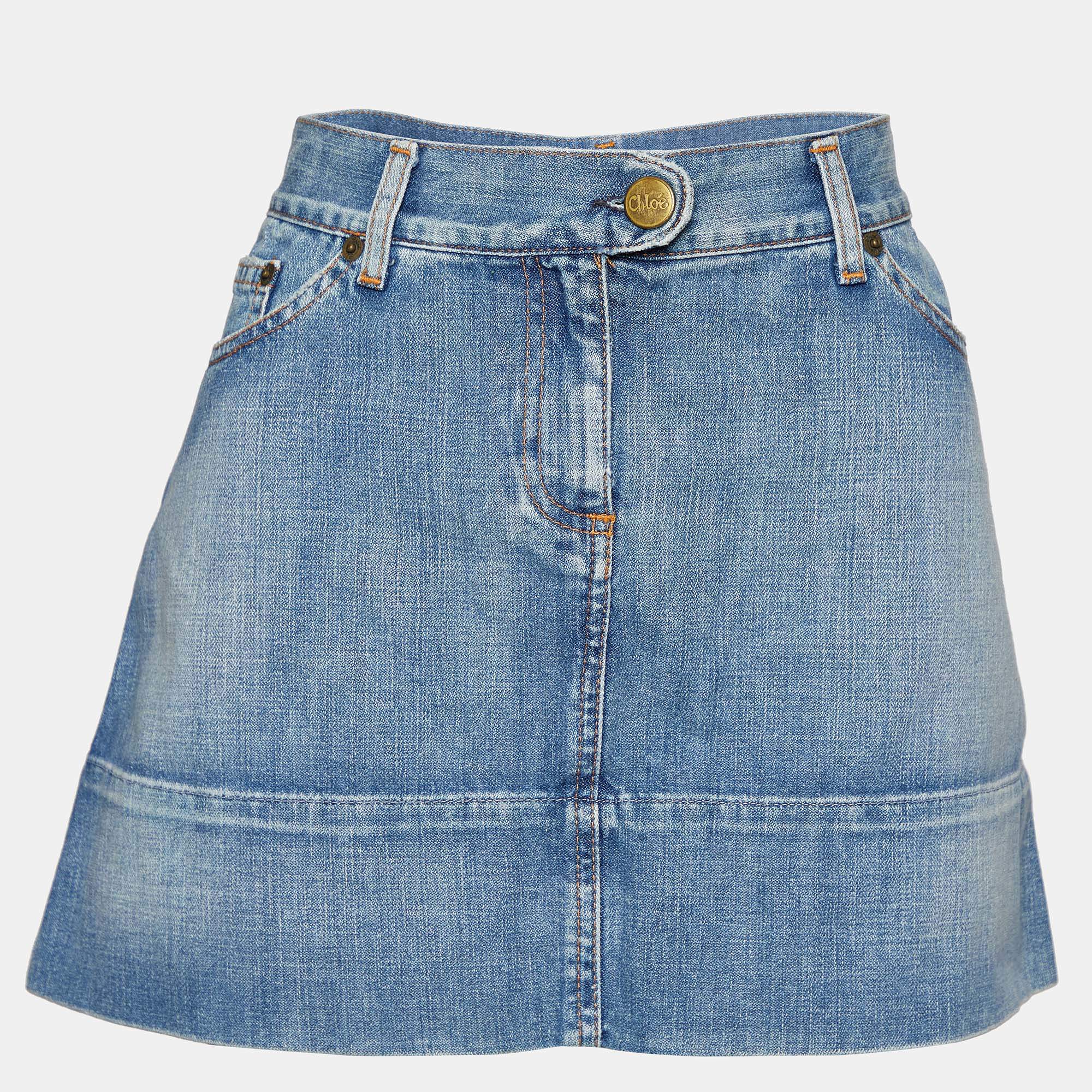 Chloe Blue Denim Jupe Mini Skirt M