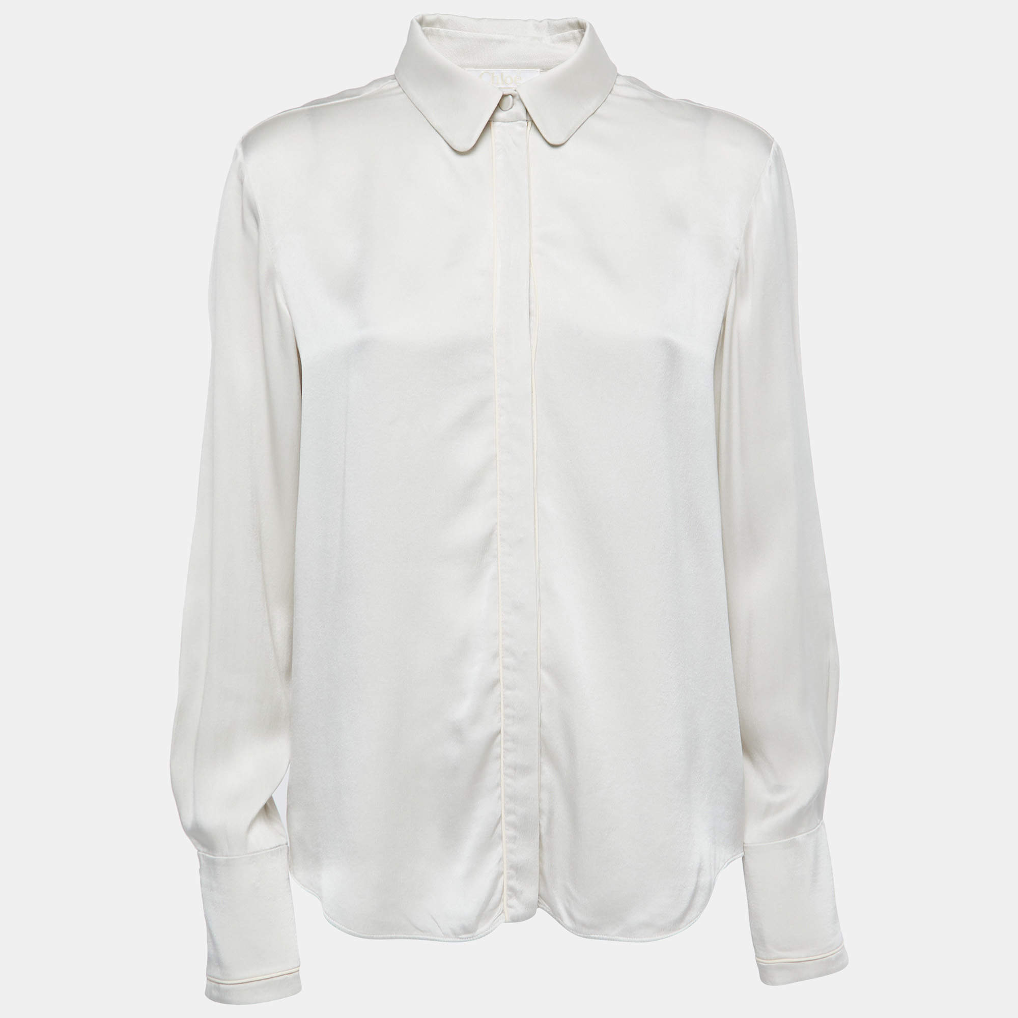 Chloe Grey Silk Button Front Shirt M