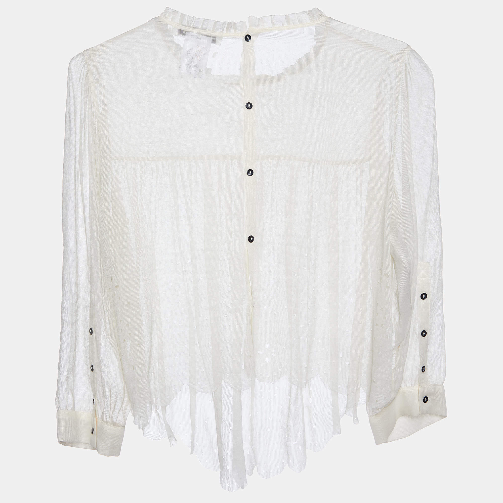 Pre Owned Chloé Off-White Silk & Linen Top L