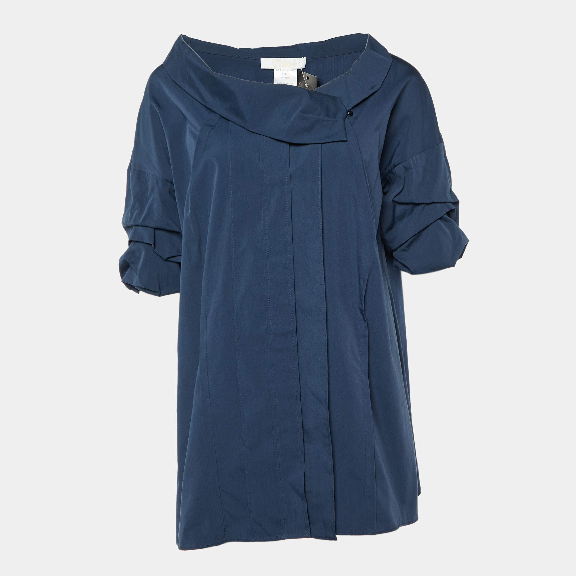 Pre Owned Chloe Navy Blue Cotton Button Front Shirt Tunic L