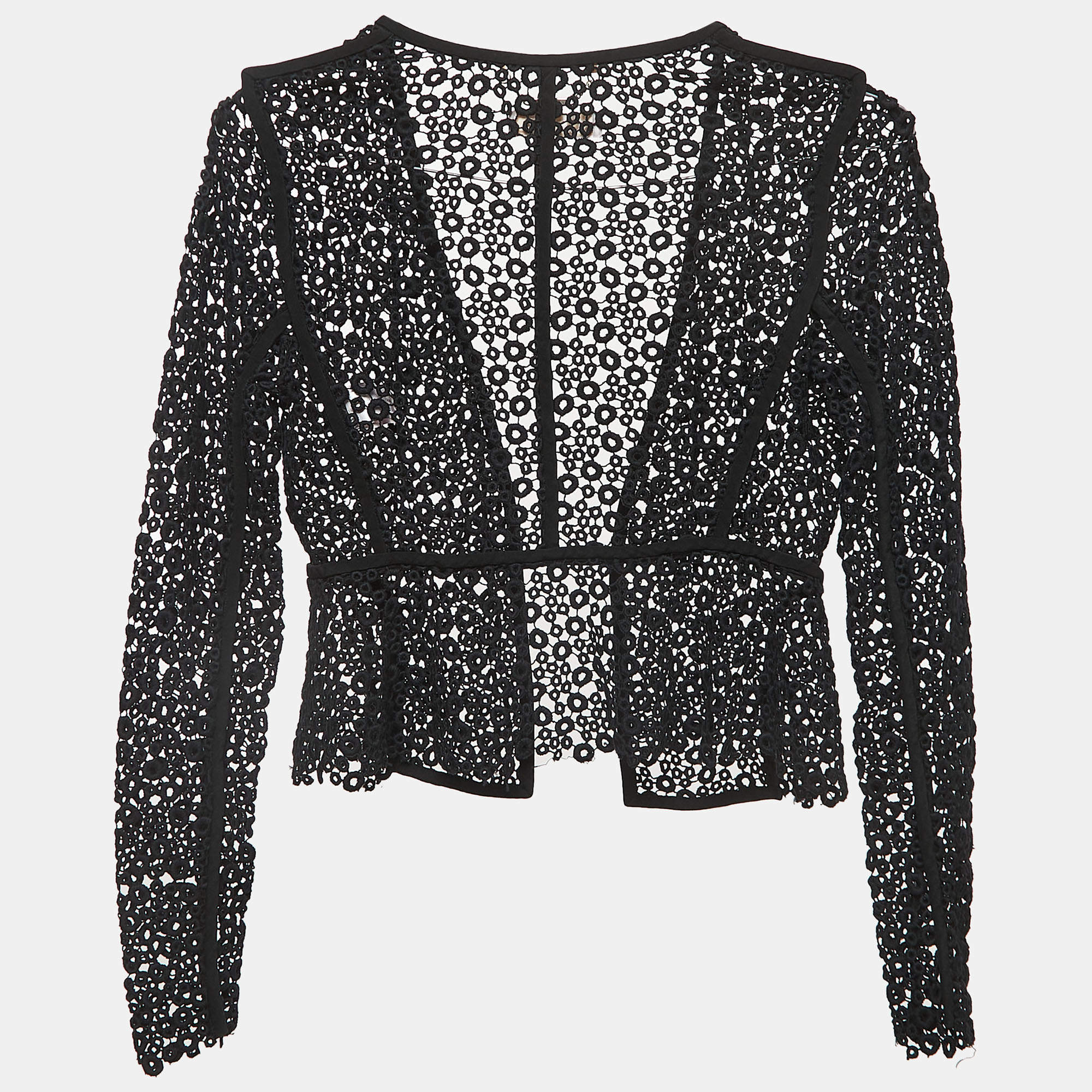 Chloe Black Lace Open Front Cropped Shrug S