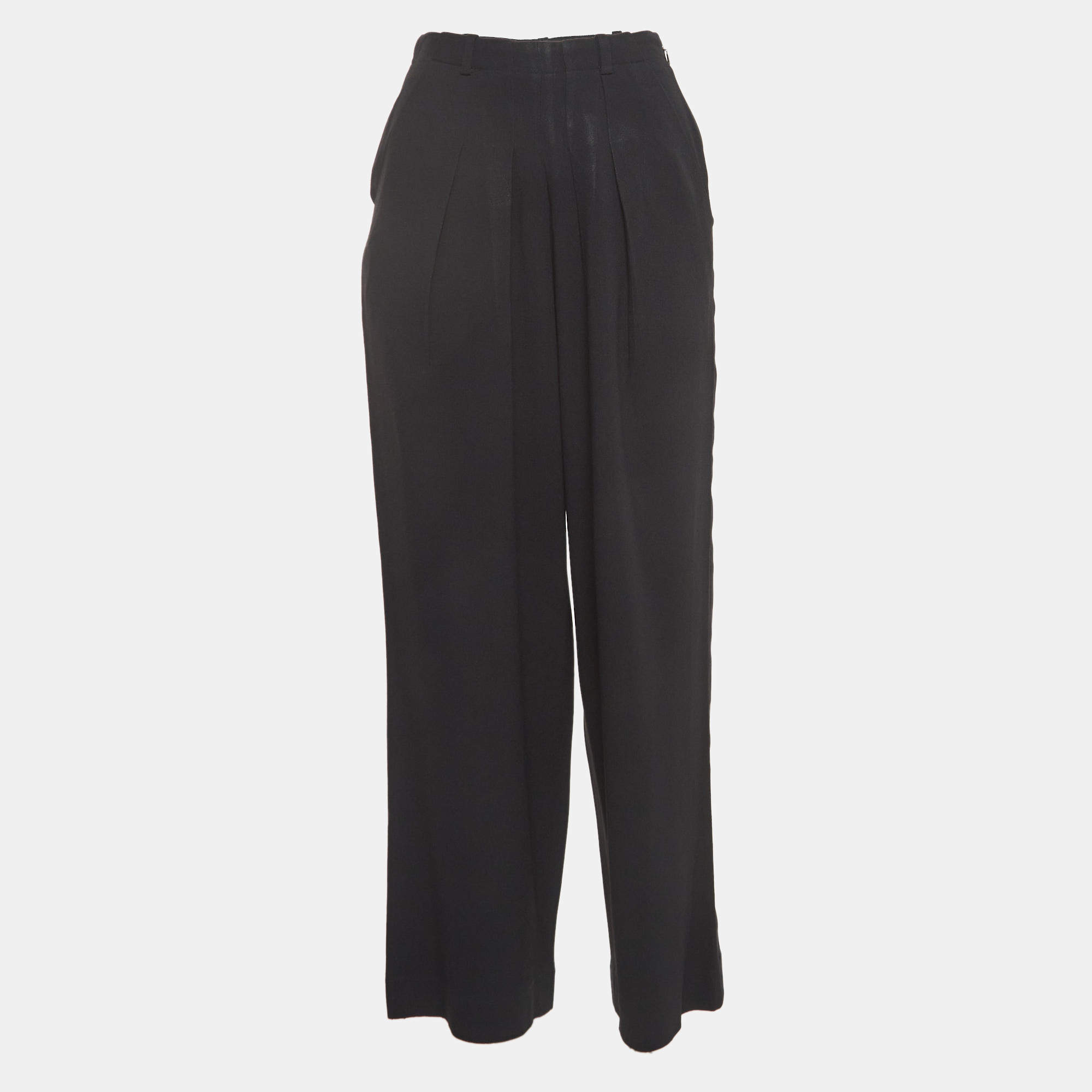 Pre Owned Chloe Black Crepe Pleated Trousers XS