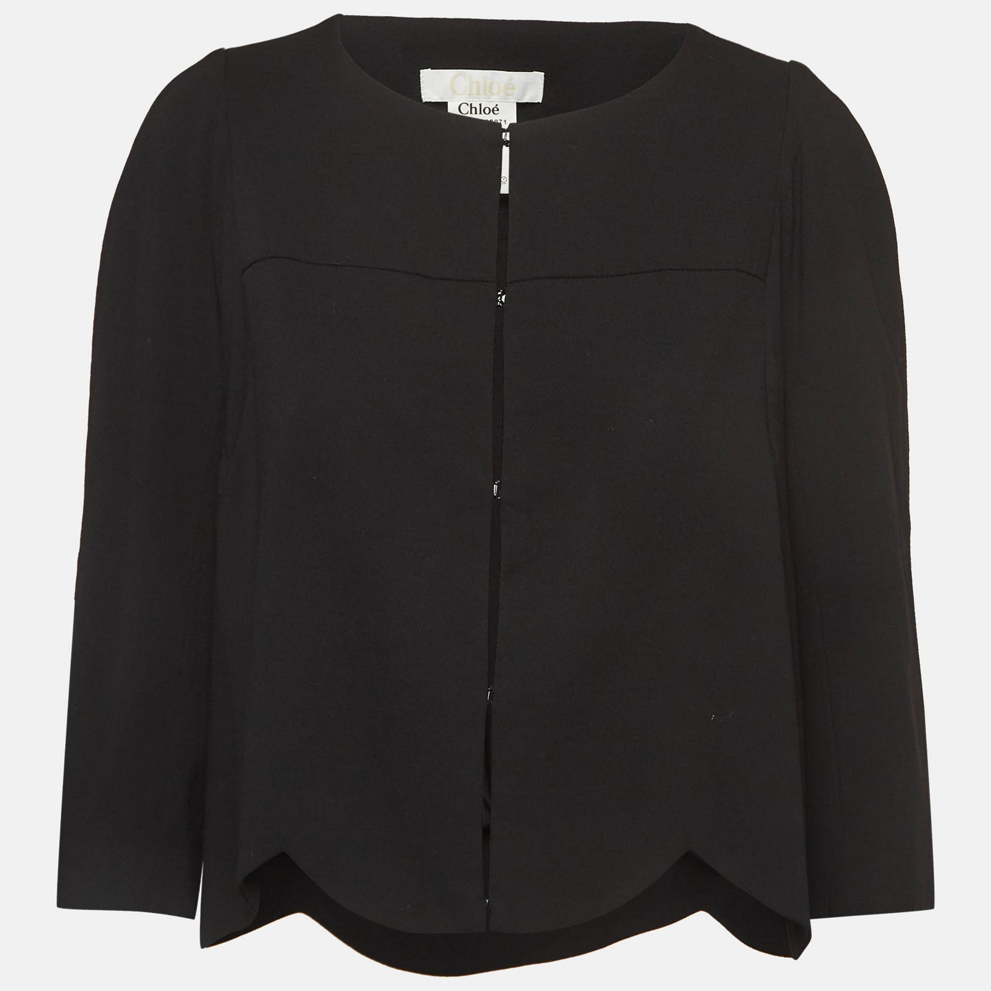 Chloe Black Crepe Flared Sleeve Blouse L