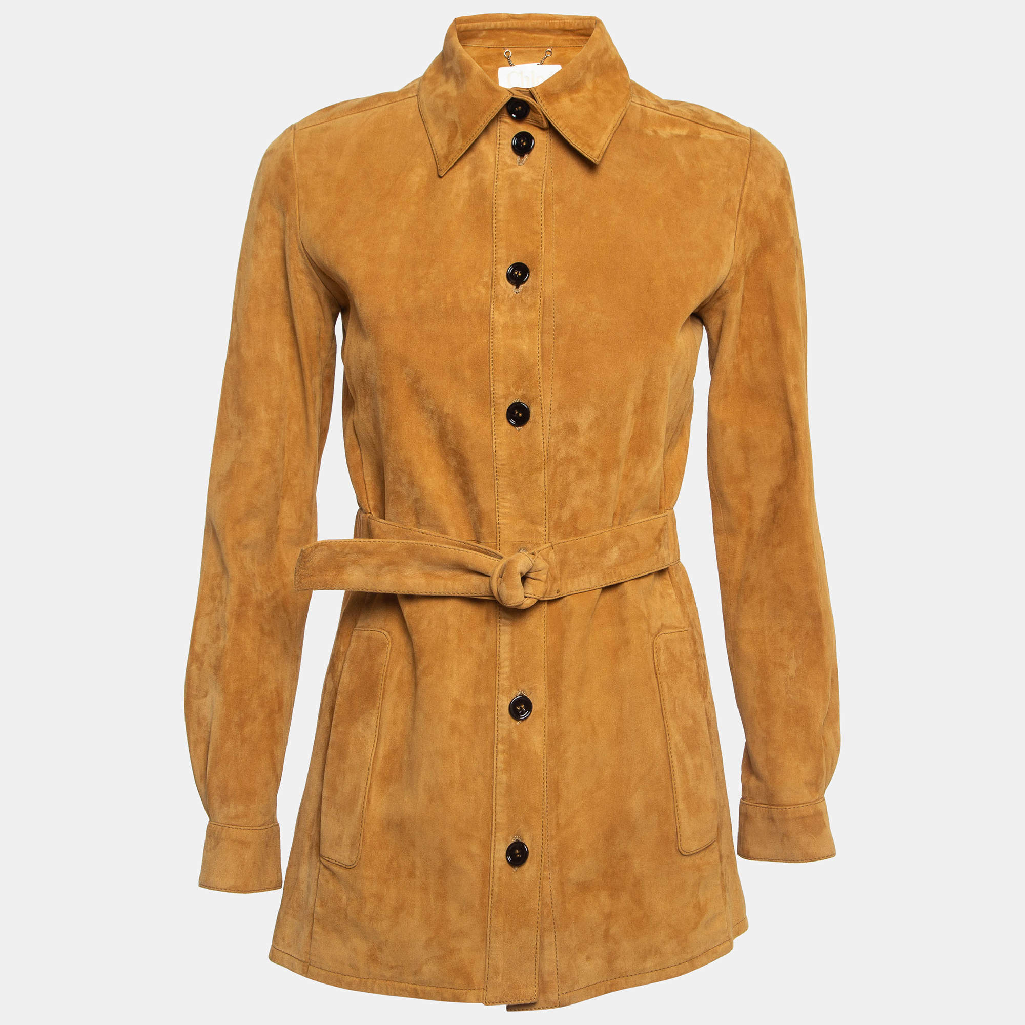 Pre Owned Chloe Brown Suede Belted Jacket S