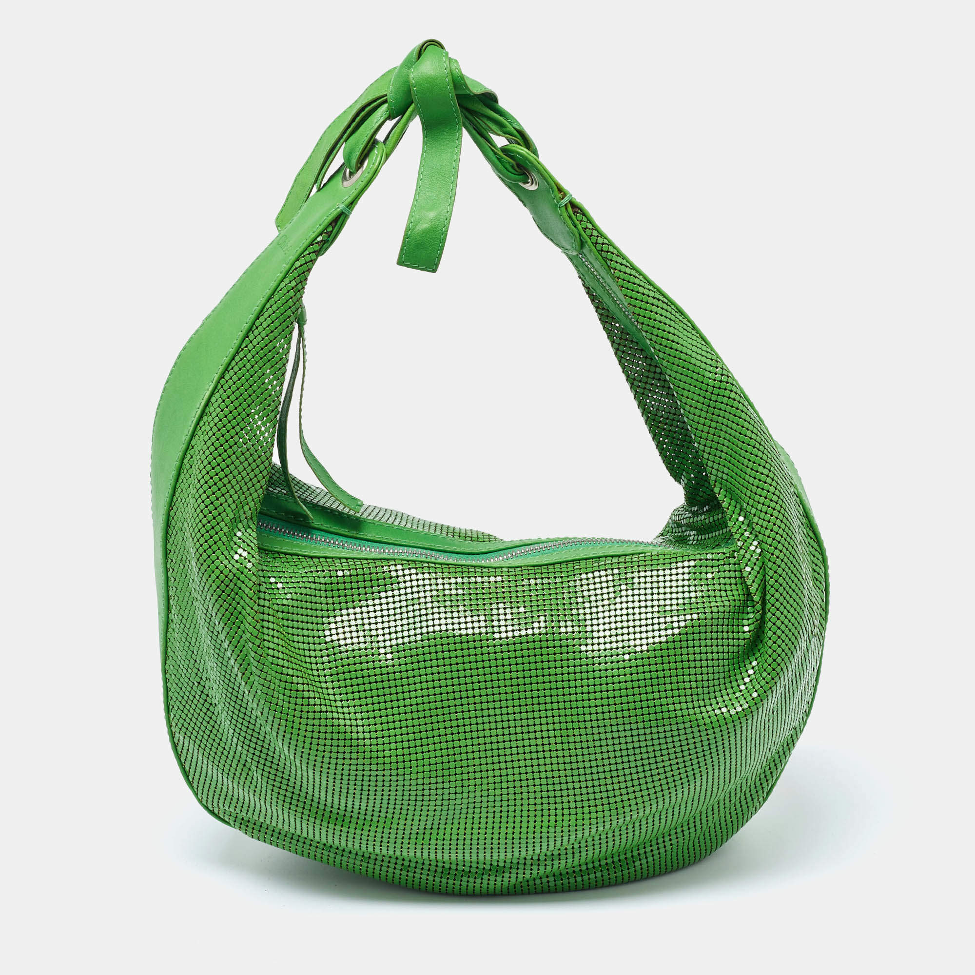 Pre Owned Chloe Green Metal Mesh and Leather Chainmail Hobo