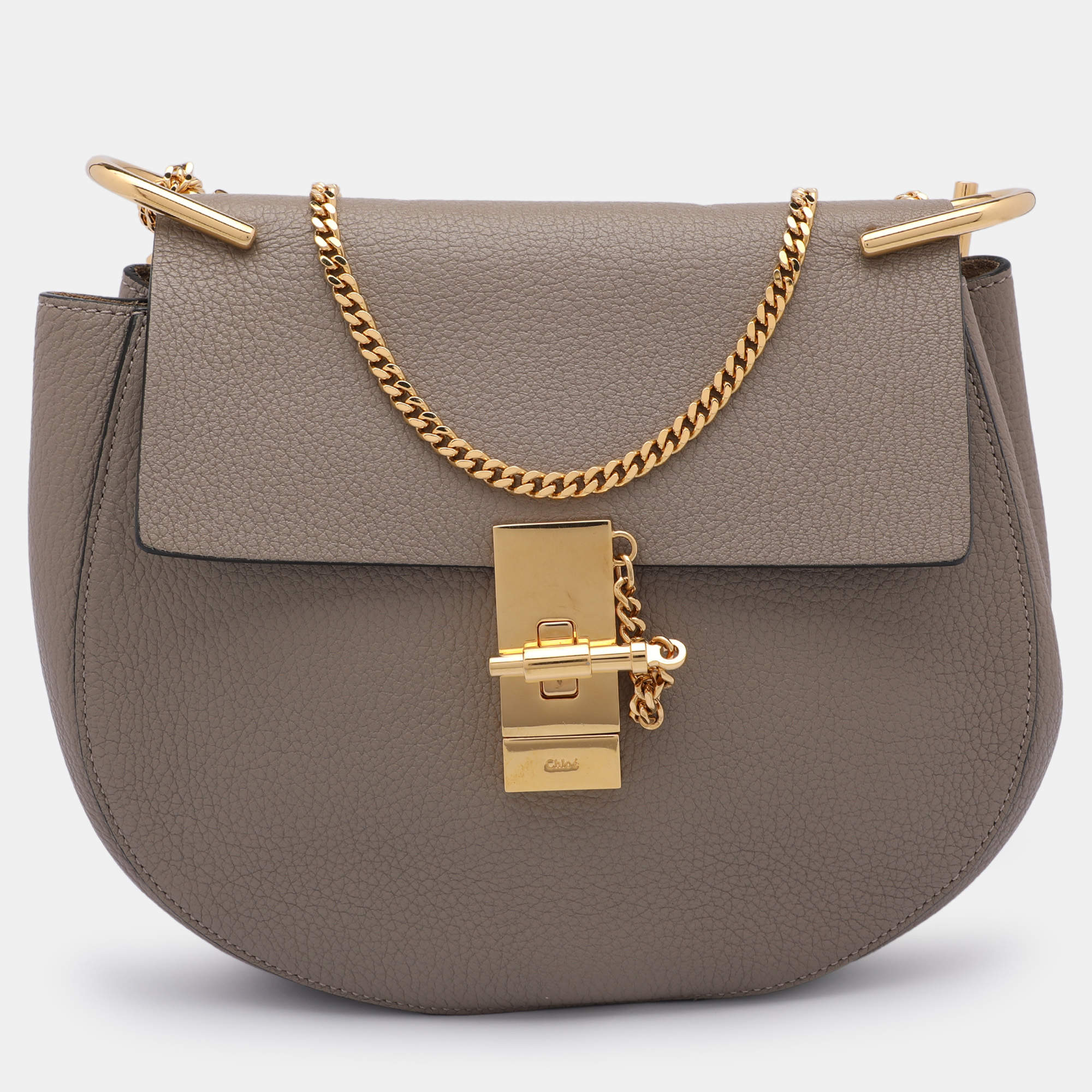 Chloe Grey Leather Medium Drew Shoulder Bag