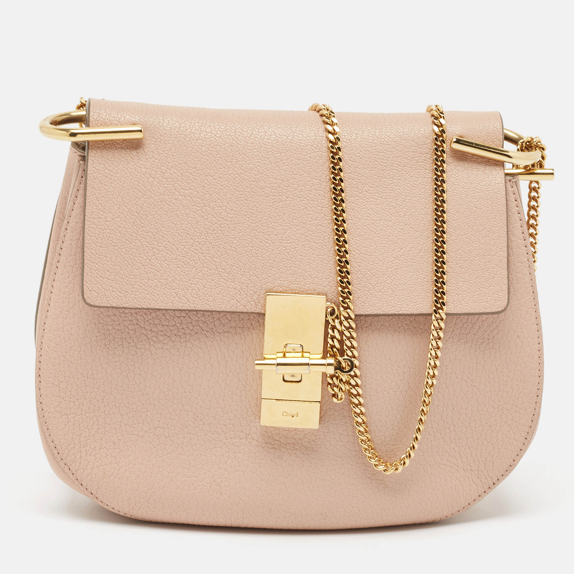 Chloe Pink Leather Medium Drew Shoulder Bag