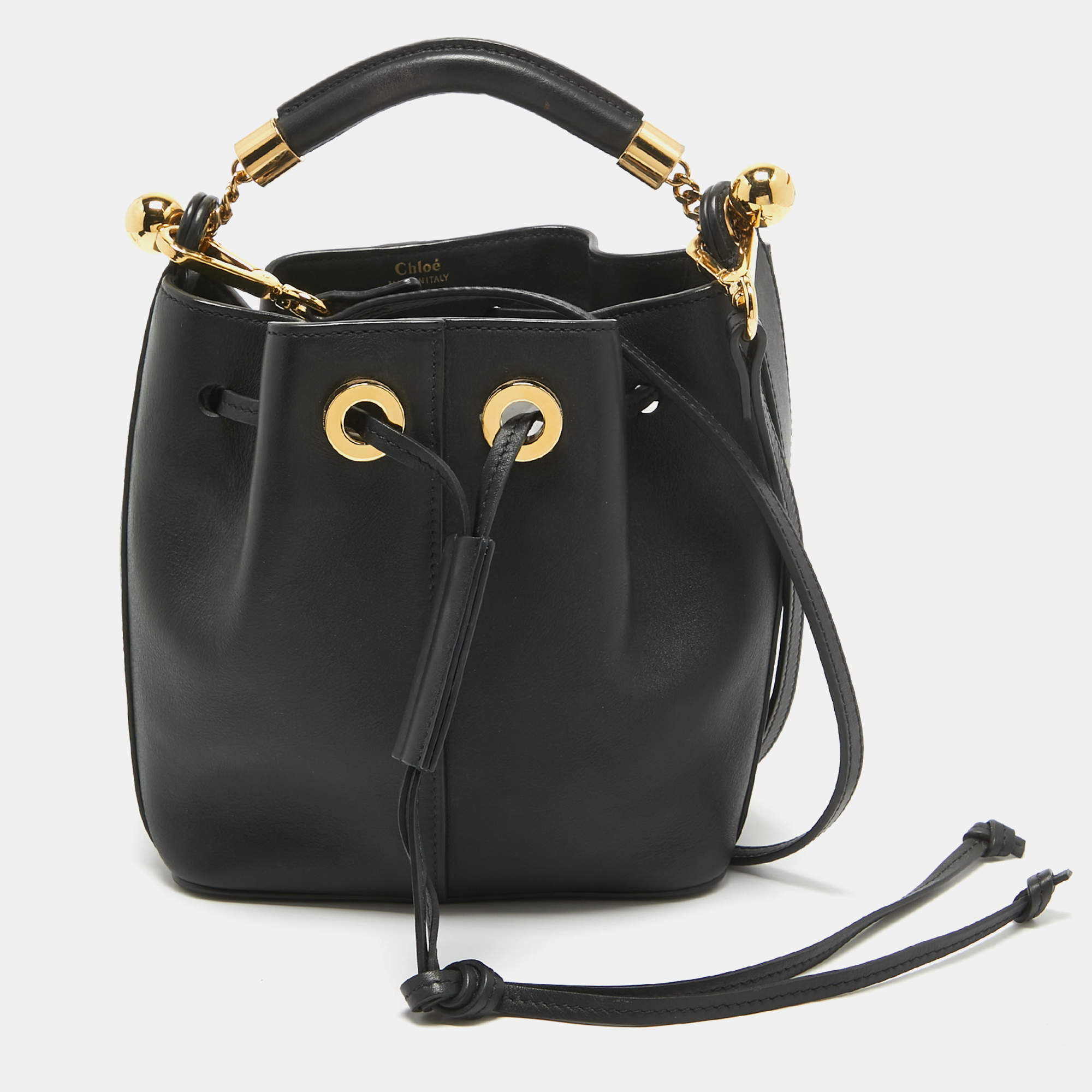 Pre Owned Chloe Black Leather Gala Bucket Bag