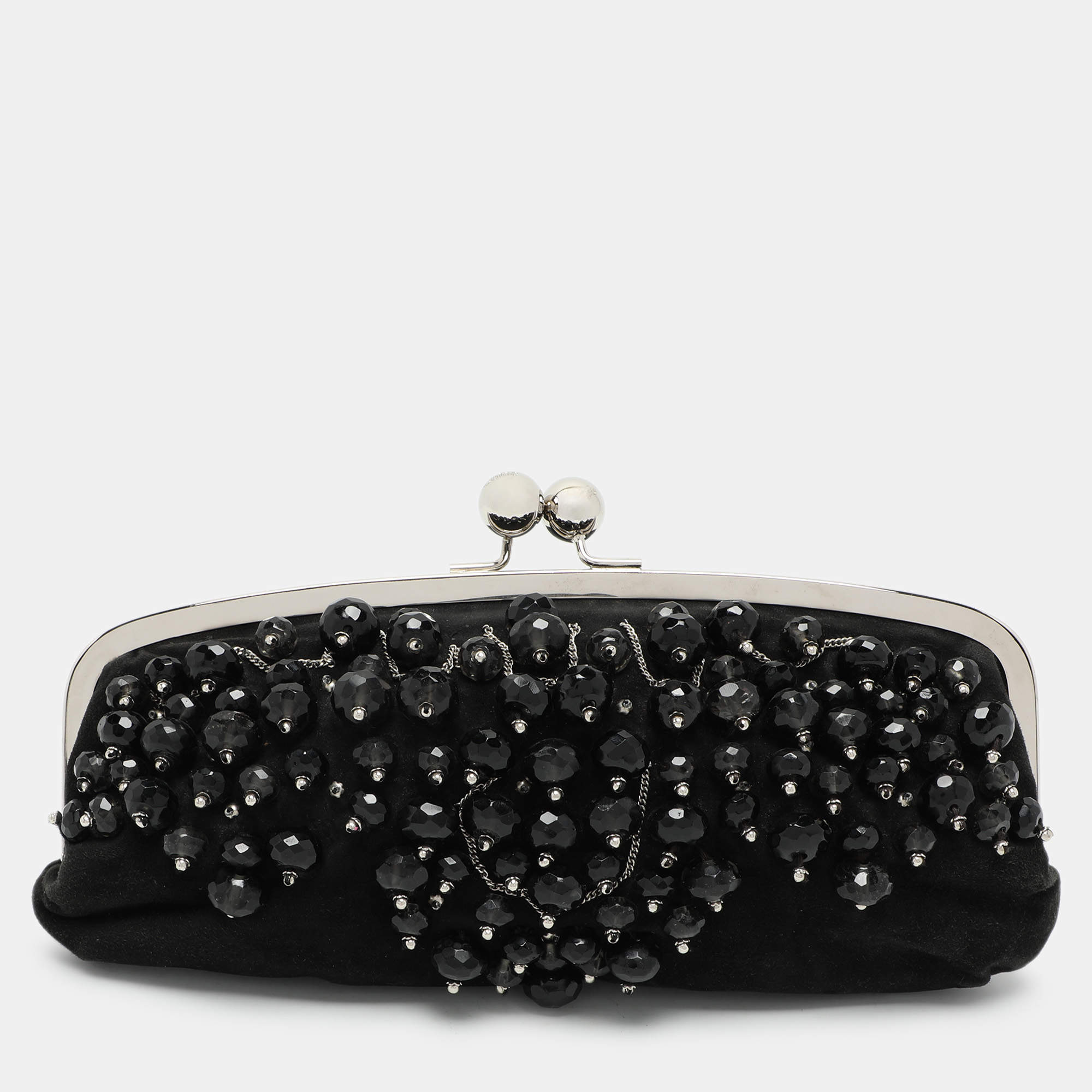 Chloe Black Suede Embellished Clutch