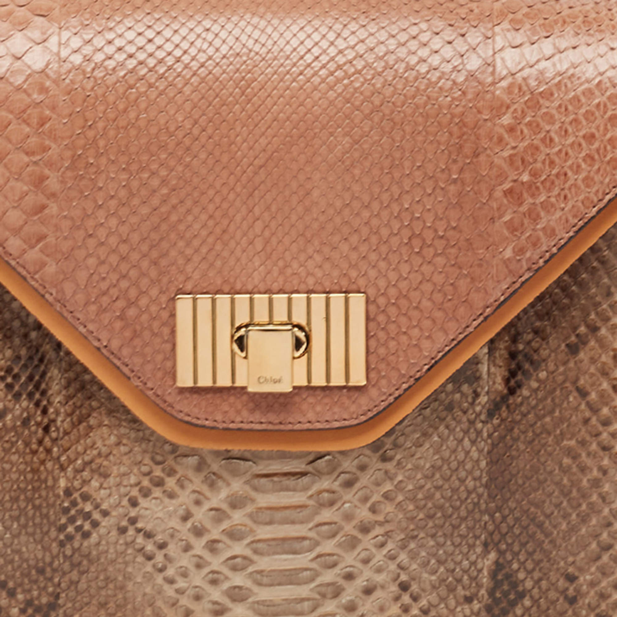 Pre Owned Chloe Tricolor Python Medium Sally Shoulder Bag