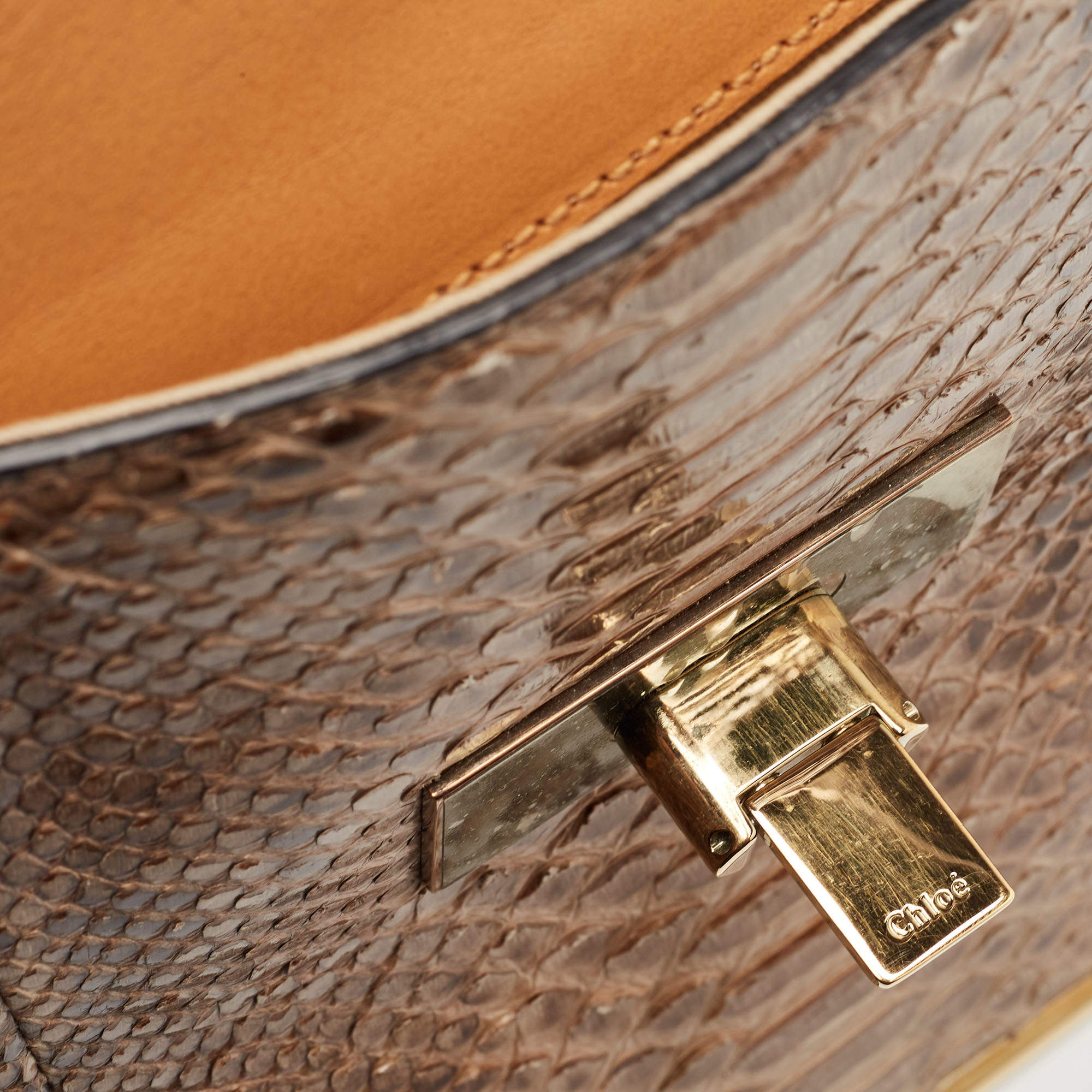Pre Owned Chloe Tricolor Python Medium Sally Shoulder Bag