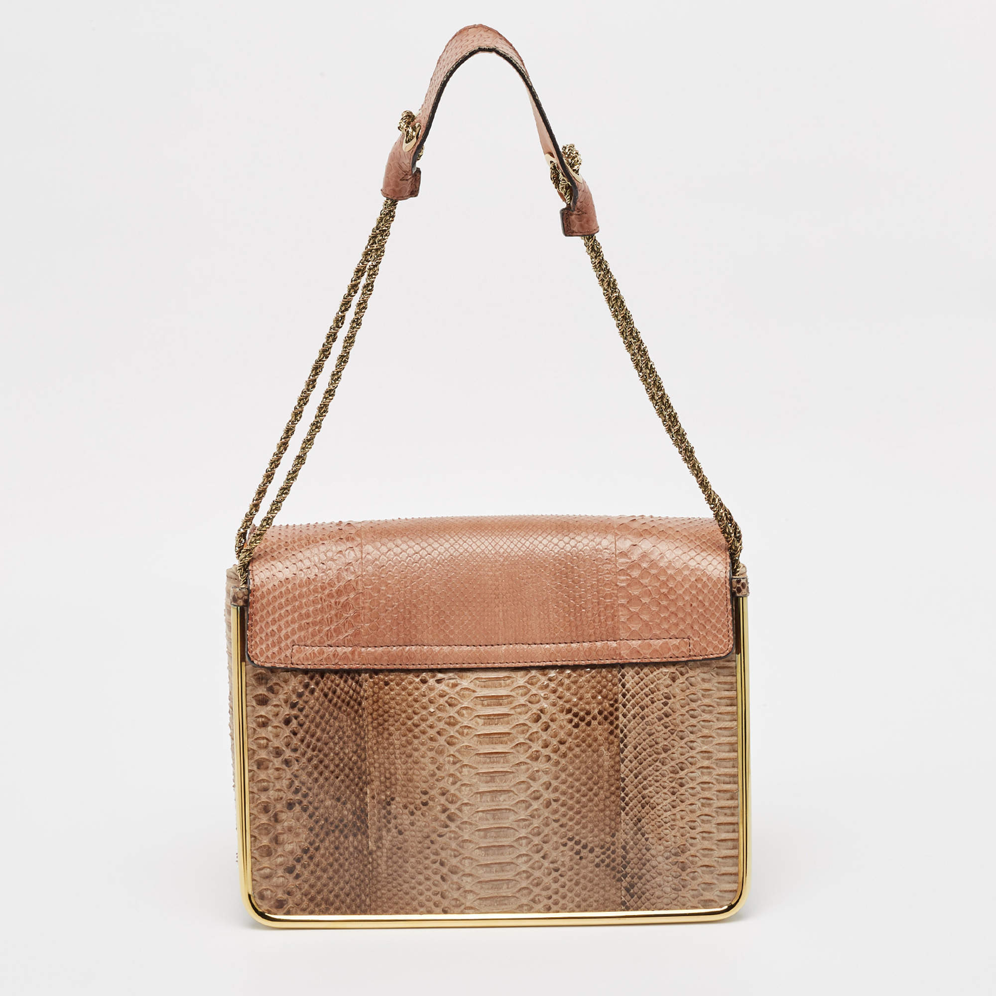 Pre Owned Chloe Tricolor Python Medium Sally Shoulder Bag