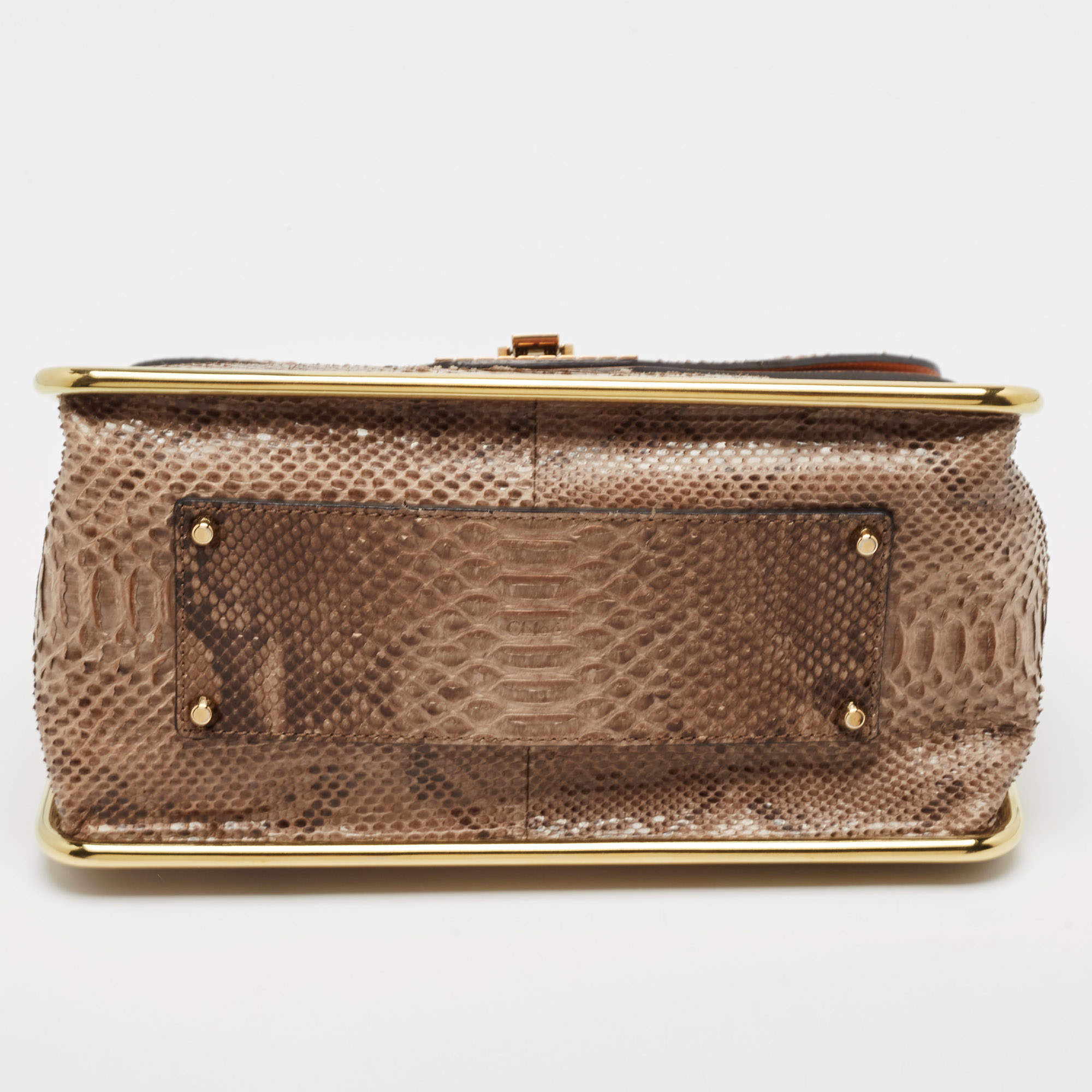Pre Owned Chloe Tricolor Python Medium Sally Shoulder Bag