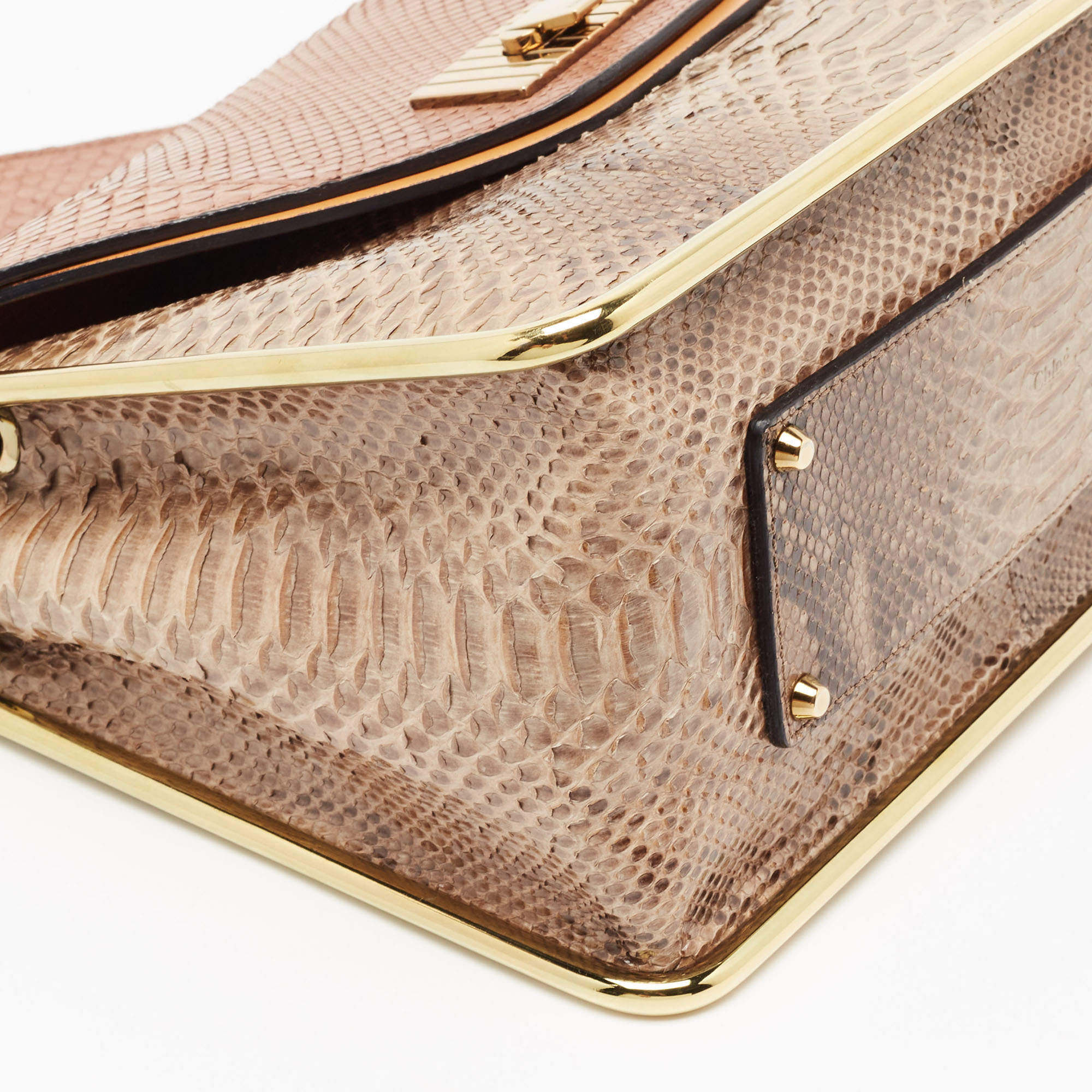 Pre Owned Chloe Tricolor Python Medium Sally Shoulder Bag
