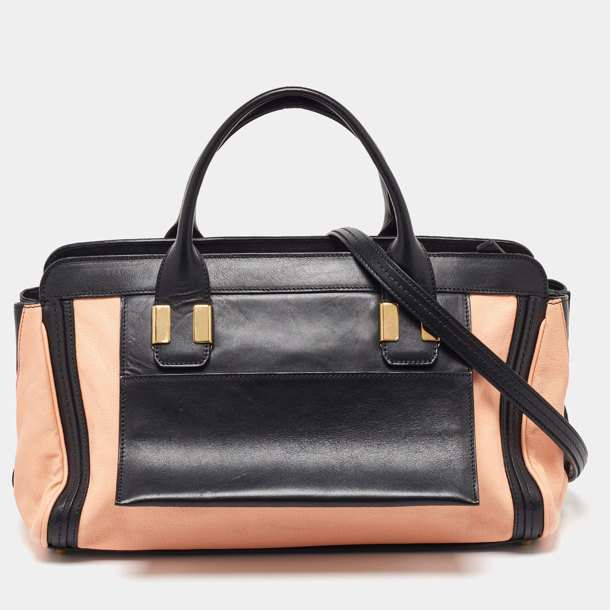 Chloe Orange/Black Leather Alice Satchel