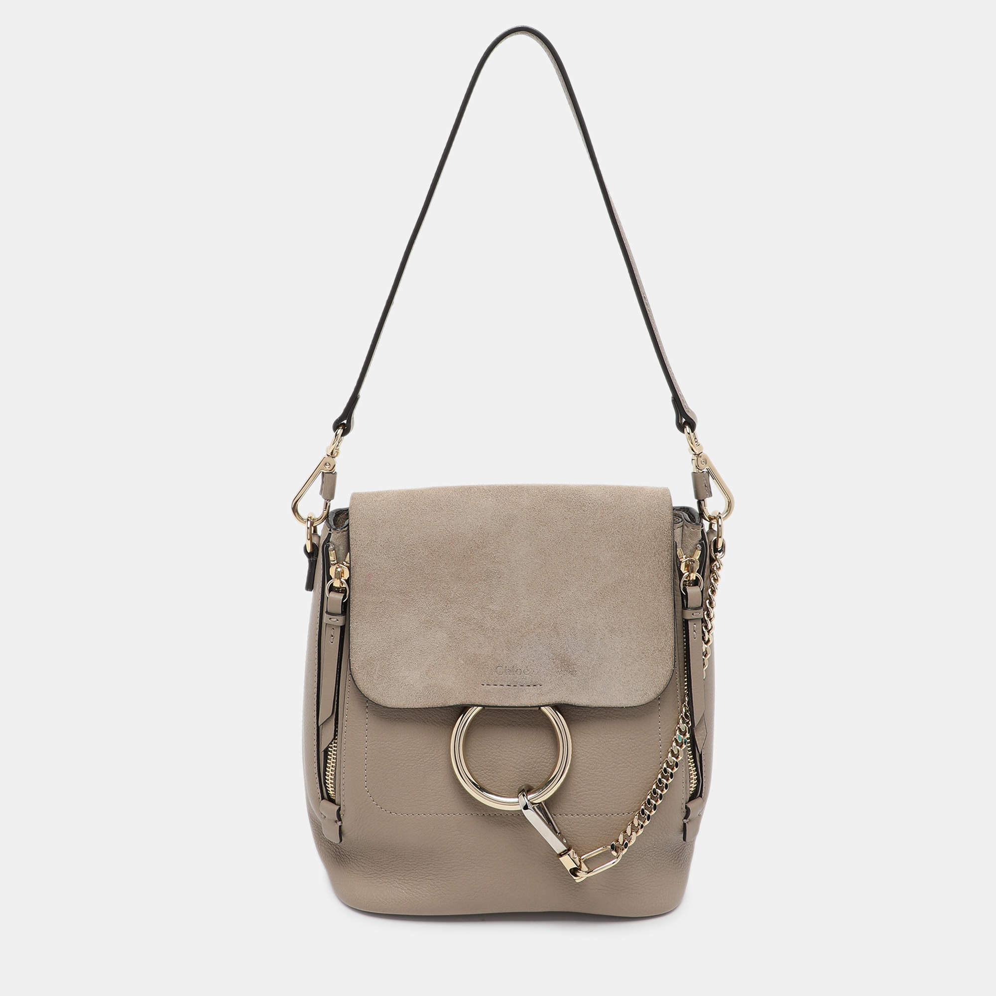 Chloe Grey Suede and Leather Small Faye Day Backpack