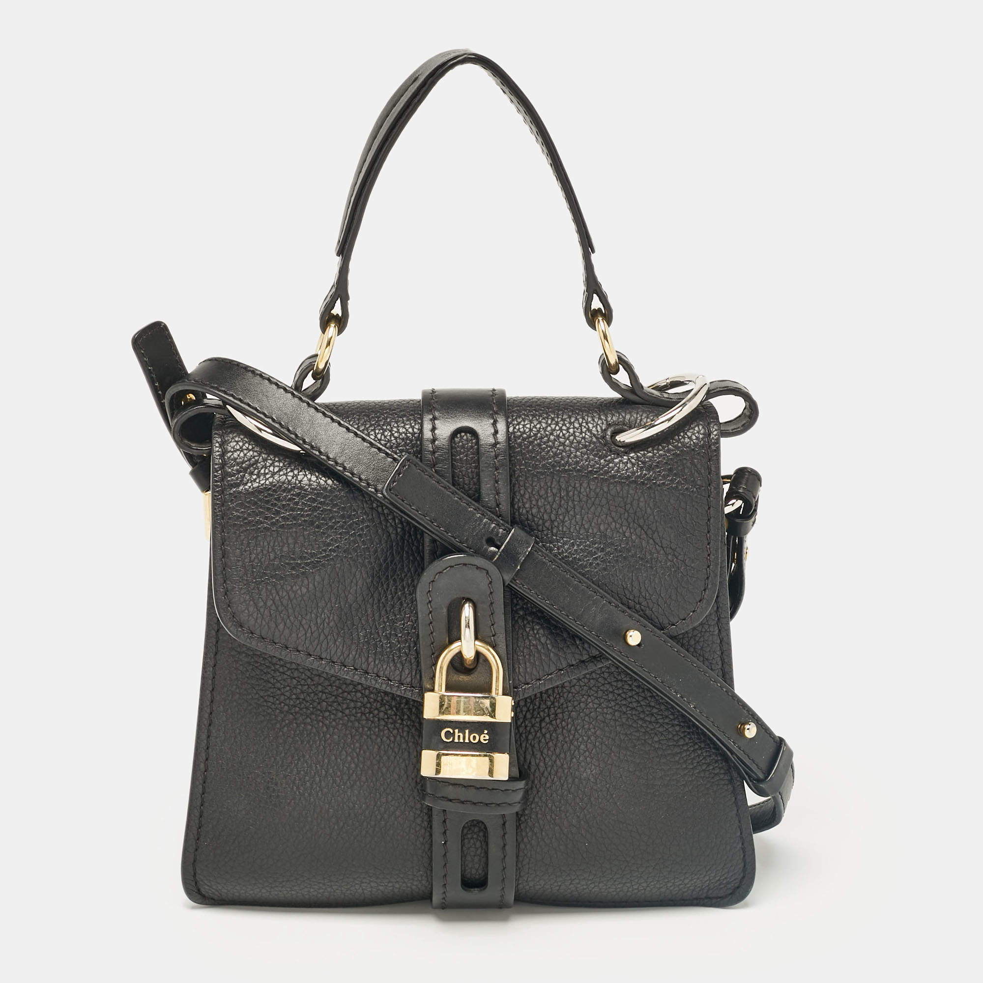 Pre Owned Chloe Black Leather Aby Day Top Handle Bag