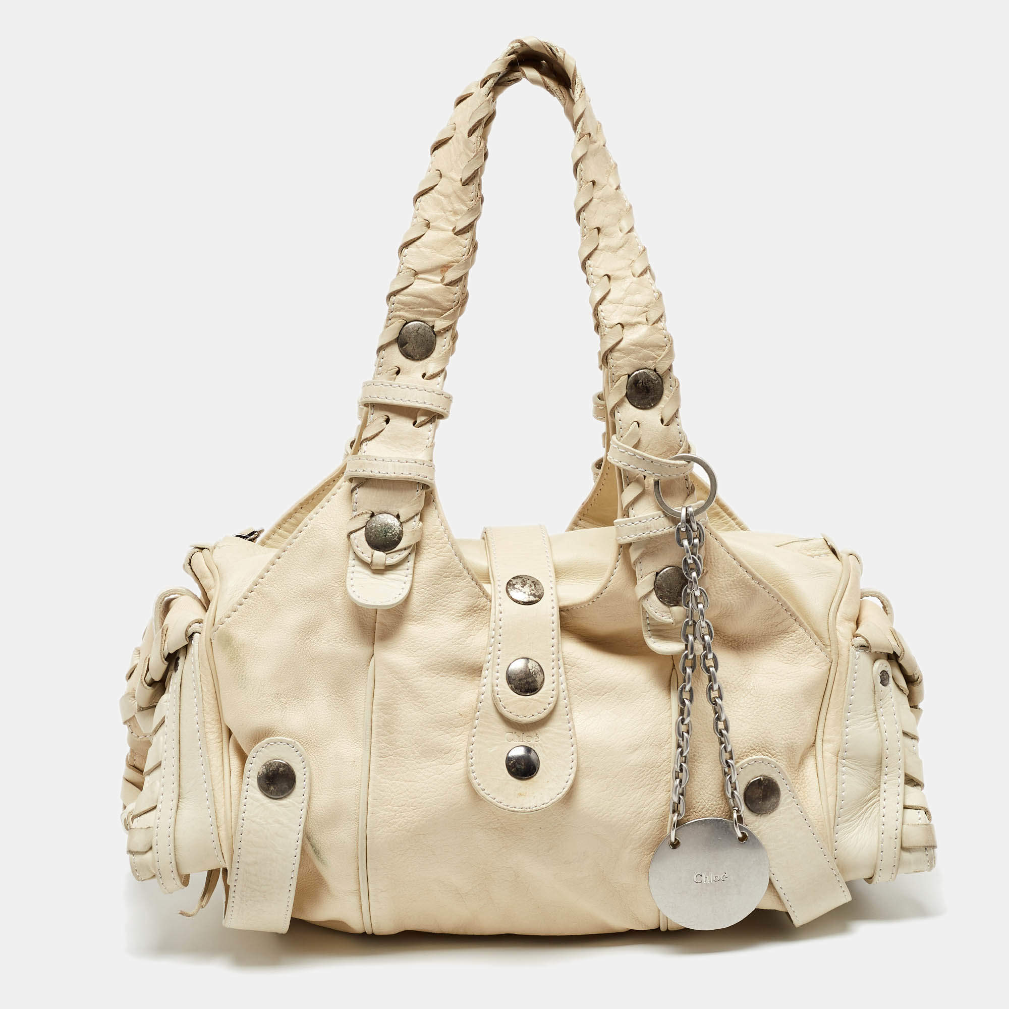 Pre Owned Chloe Cream Leather Silverado Satchel