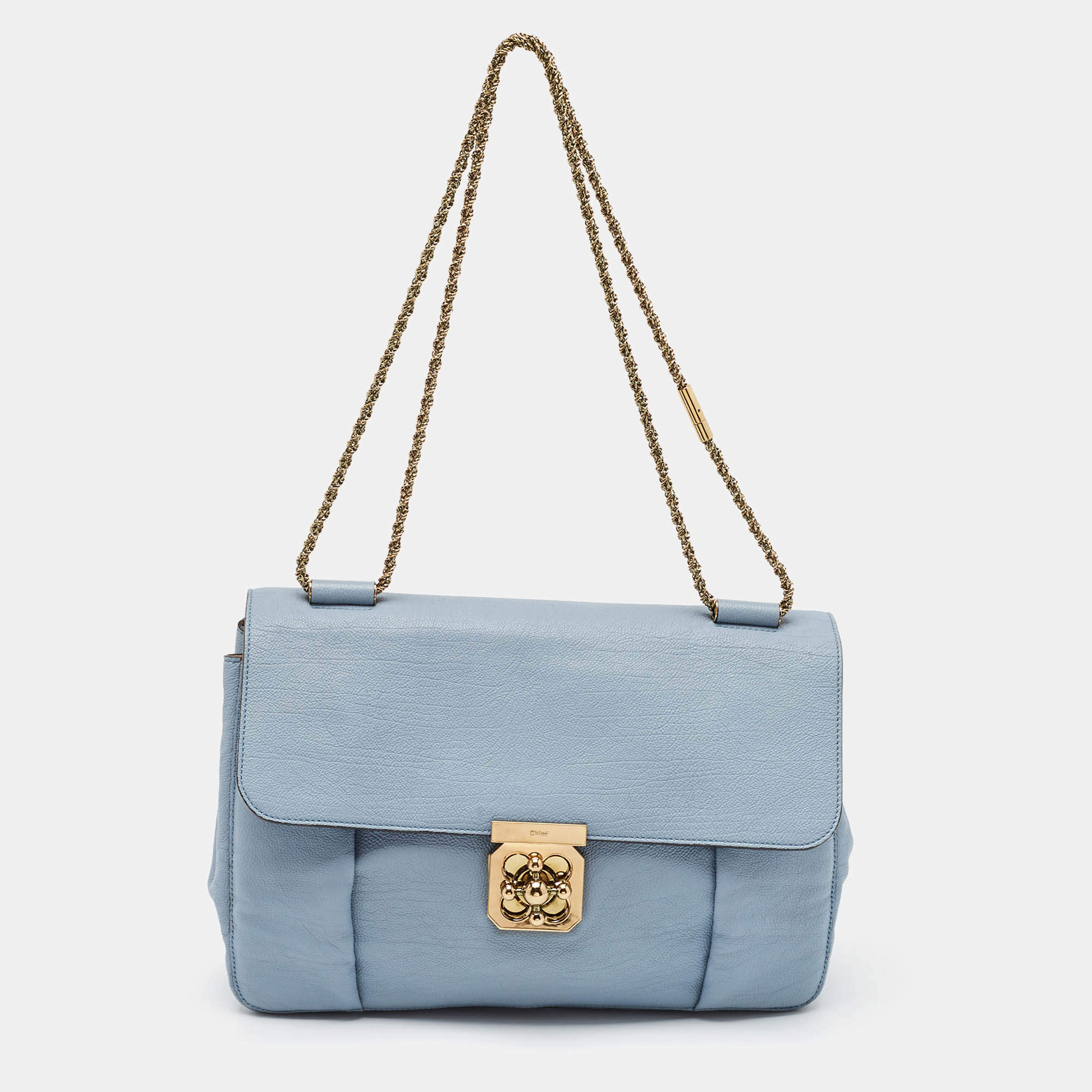 Chloe Light Blue Leather Large Elsie Shoulder Bag