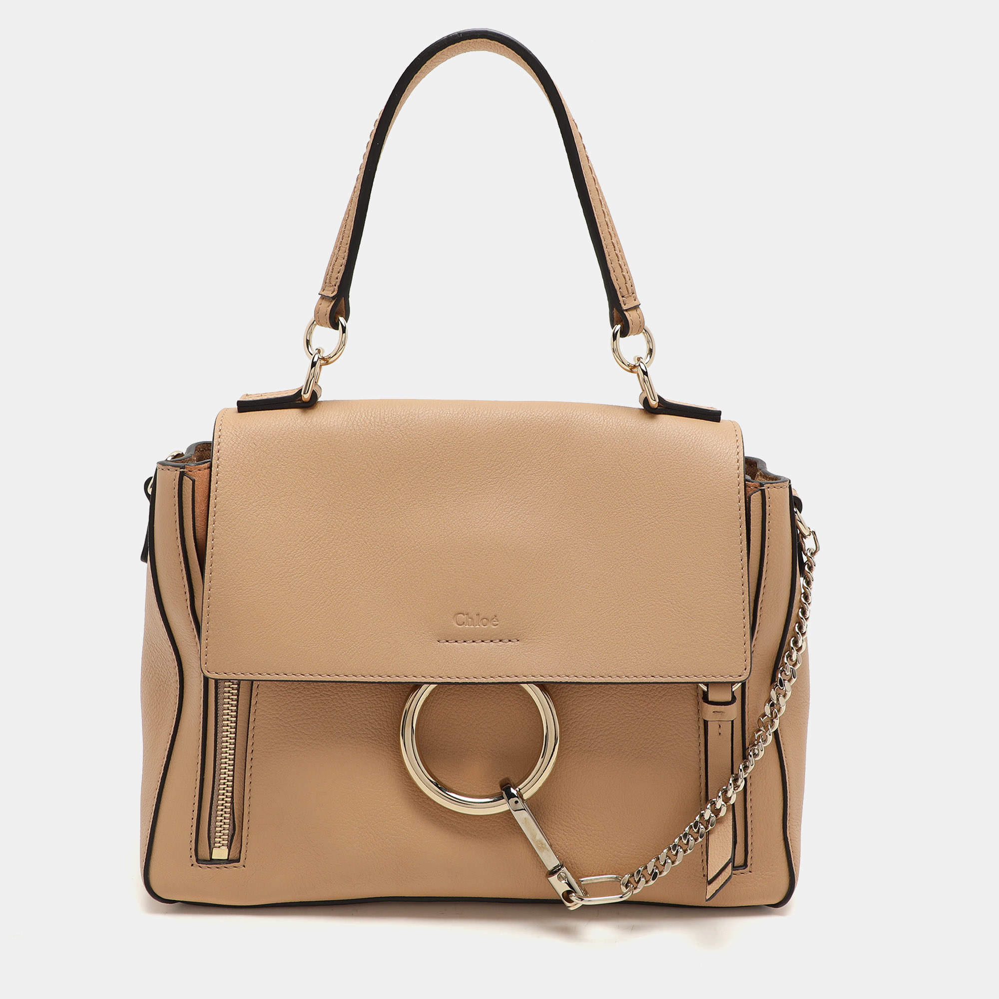 Pre Owned Chloe Beige Leather Small Faye Day Top Handle Bag