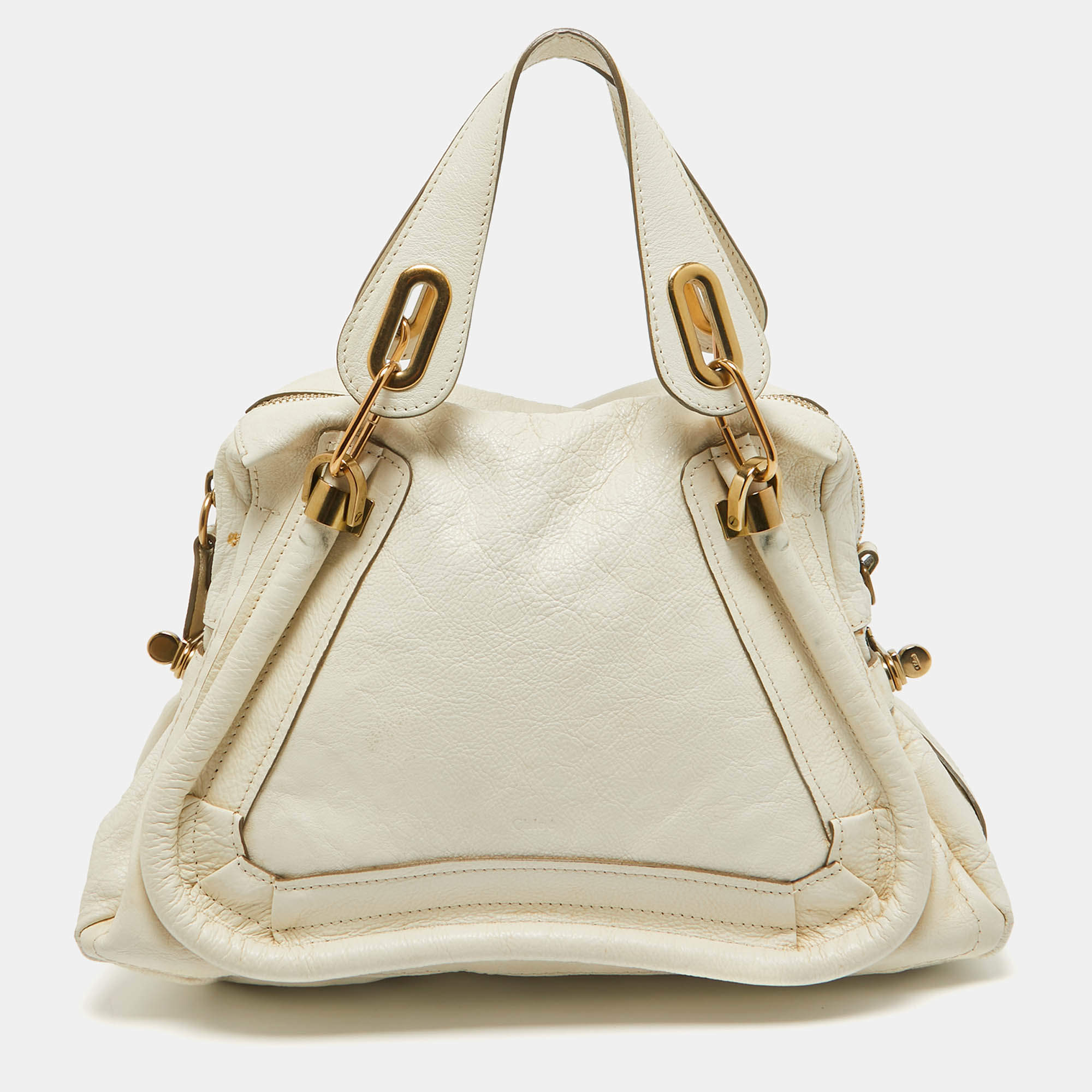 Chloe off White Leather Medium Paraty Shoulder Bag