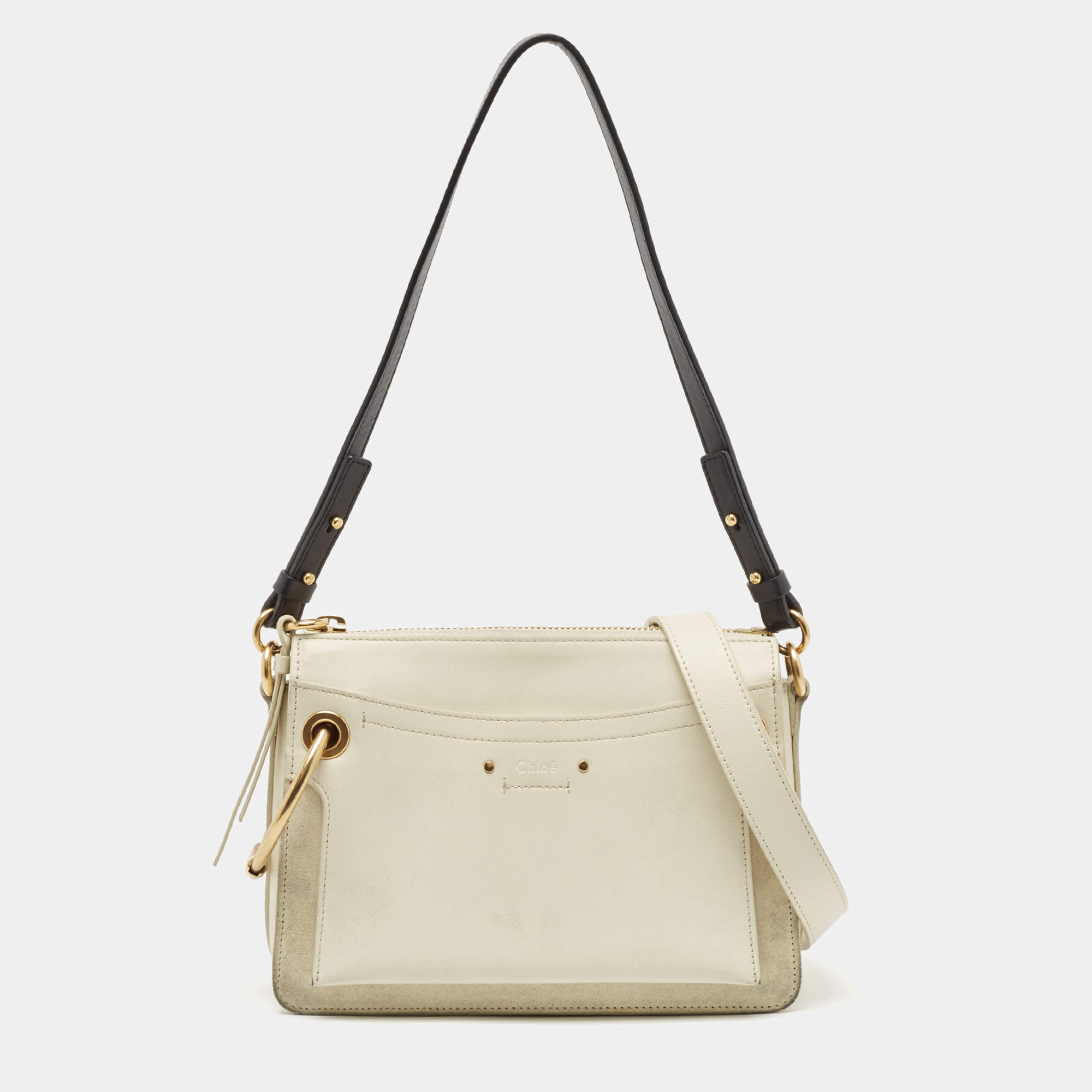 Chloe Off White Leather Small Roy Shoulder Bag