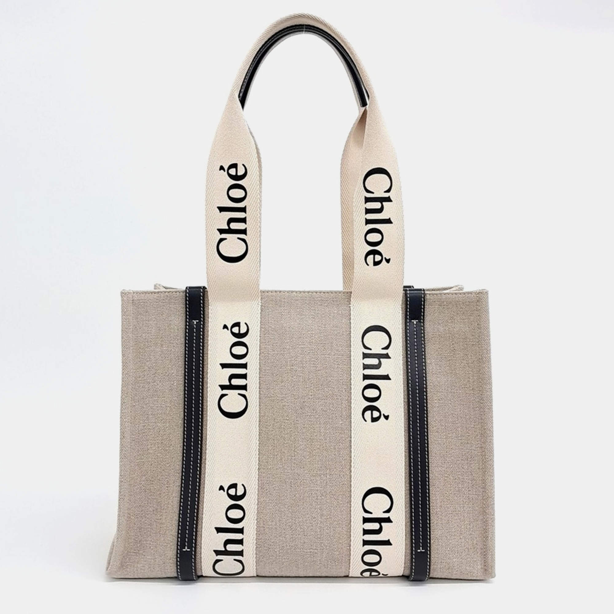 Pre Owned Chloe Beige Fabric Chloe Woody Medium Bag