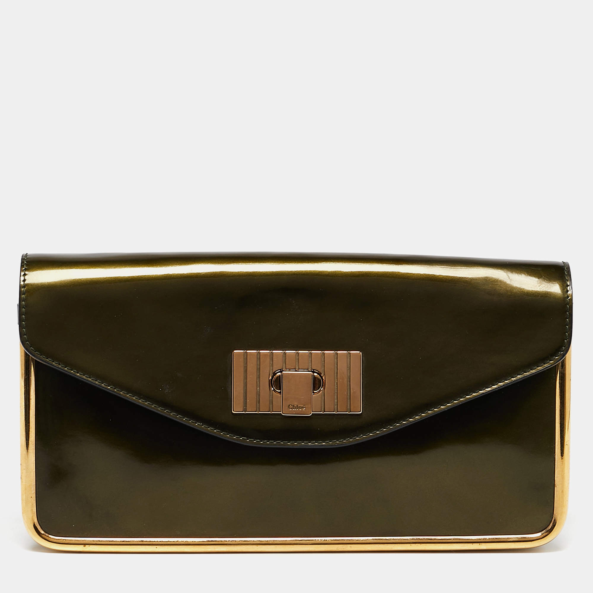 Chloe Green Patent Leather Sally Clutch
