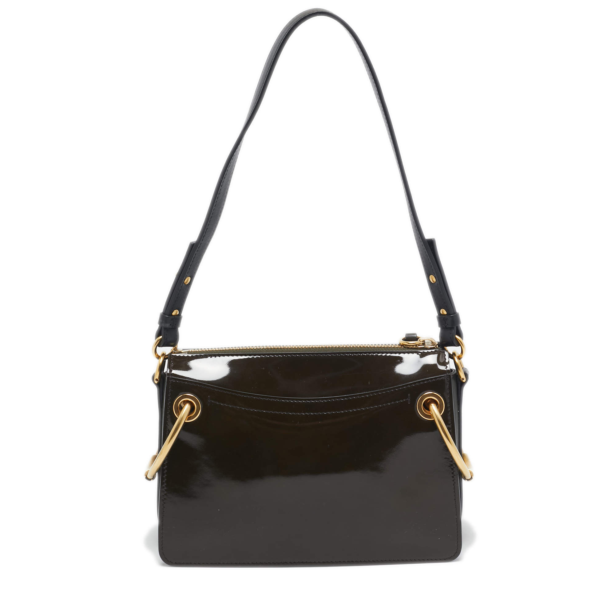 Chloe Olive Green Patent and Leather Roy Shoulder Bag