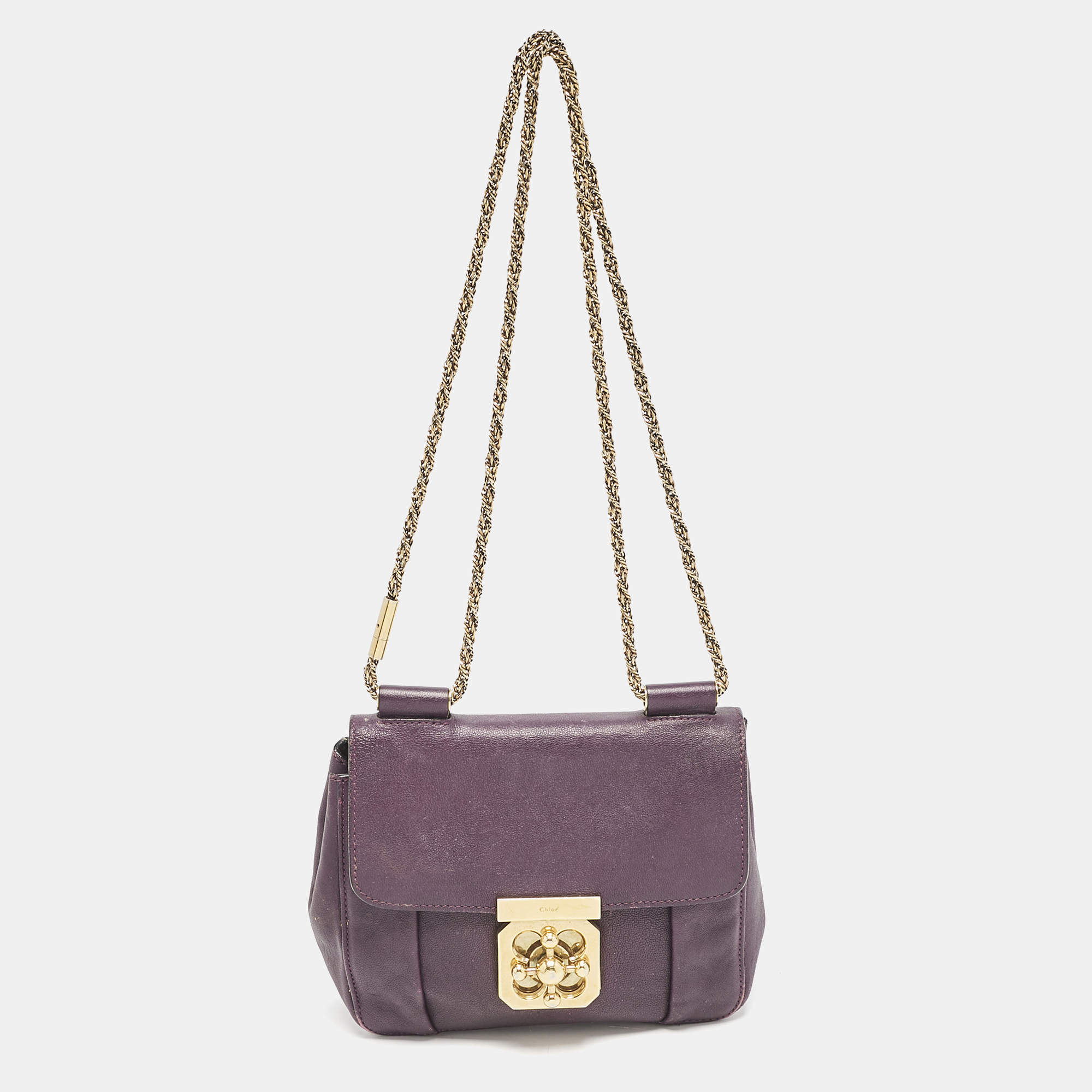 Chloe Purple Leather Small Elsie Chain Shoulder Bag