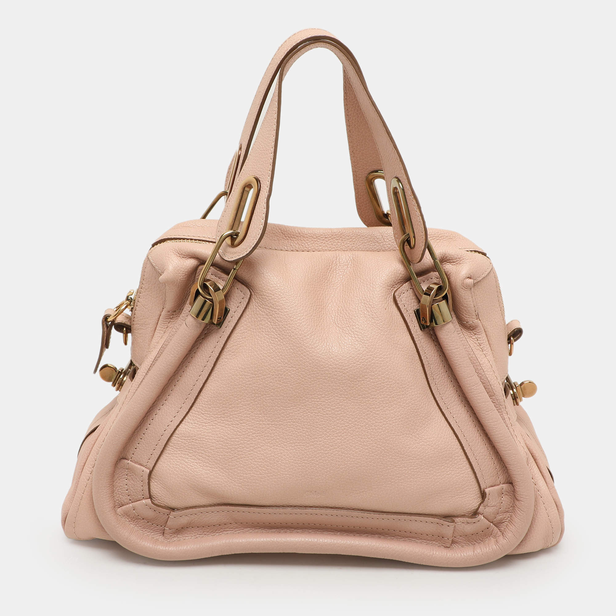 Chloe Peach Leather Medium Paraty Bag
