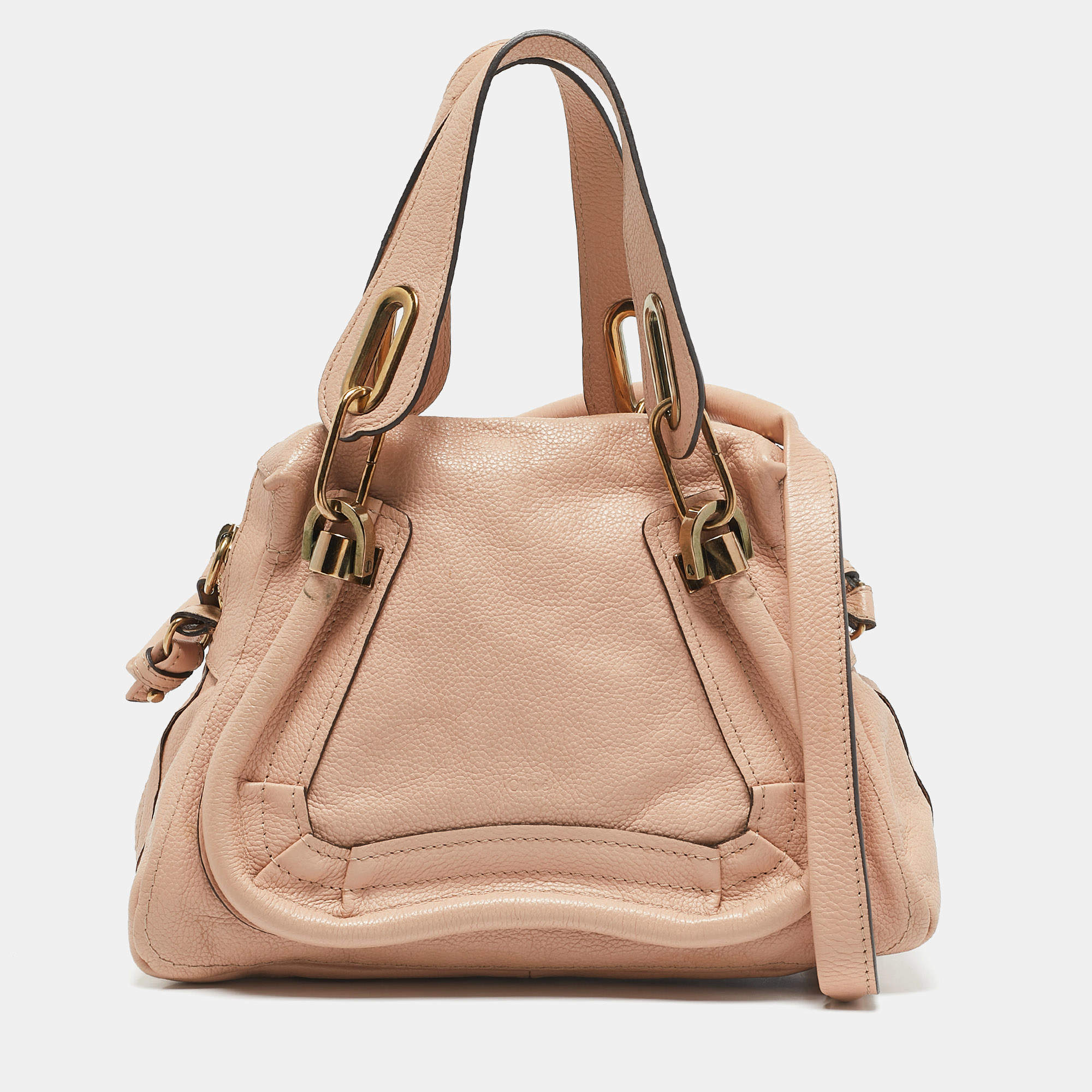 Chloe Light Peach Leather Small Paraty Bag