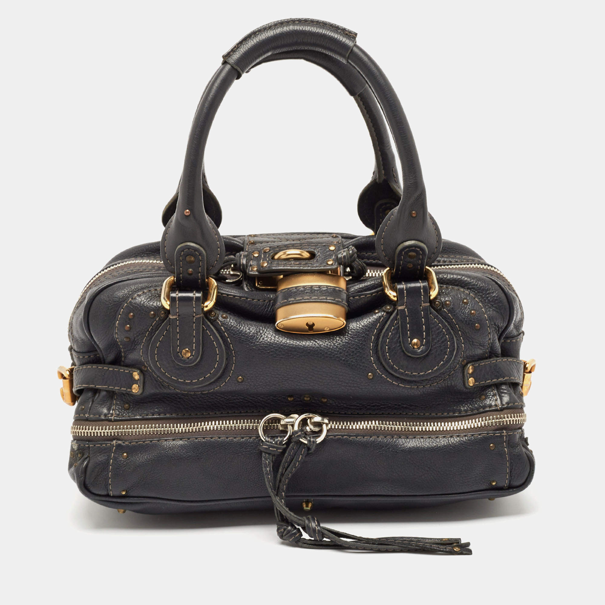 Pre Owned Chloe Navy Blue Leather Medium Paddington Satchel
