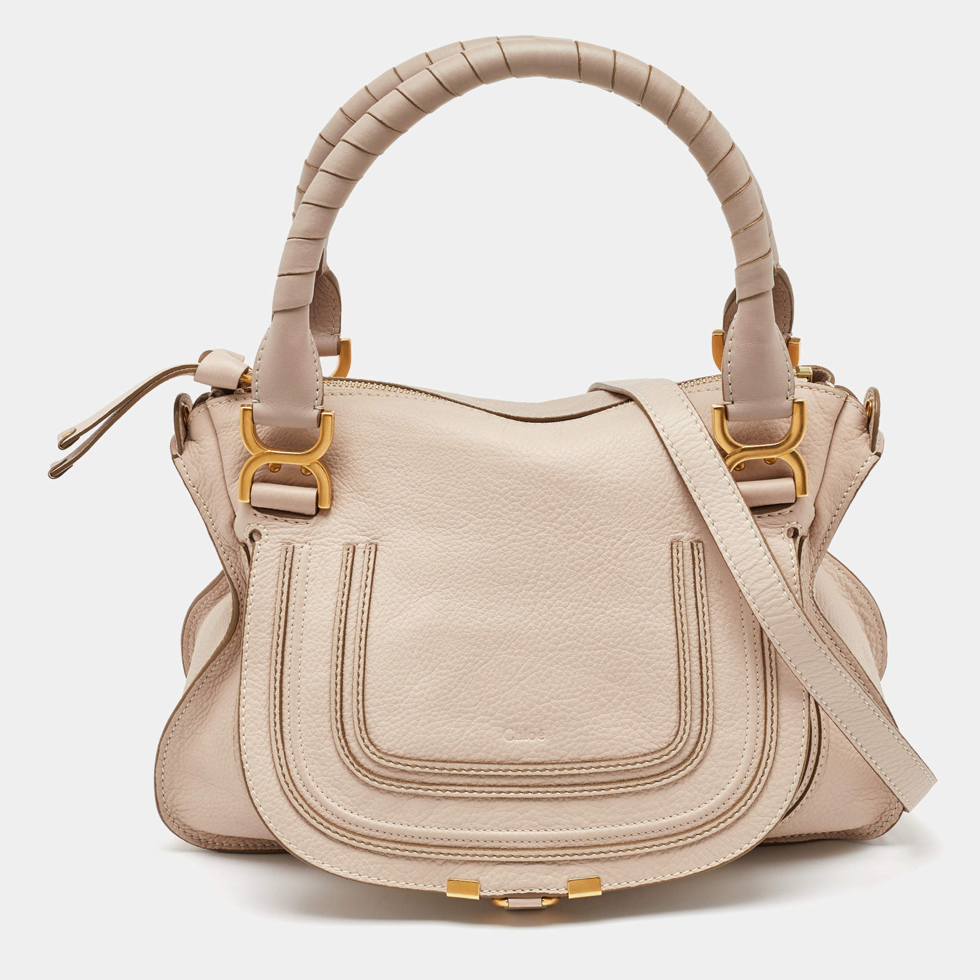 Chloe Off White Grained Leather Marcie Shoulder Bag
