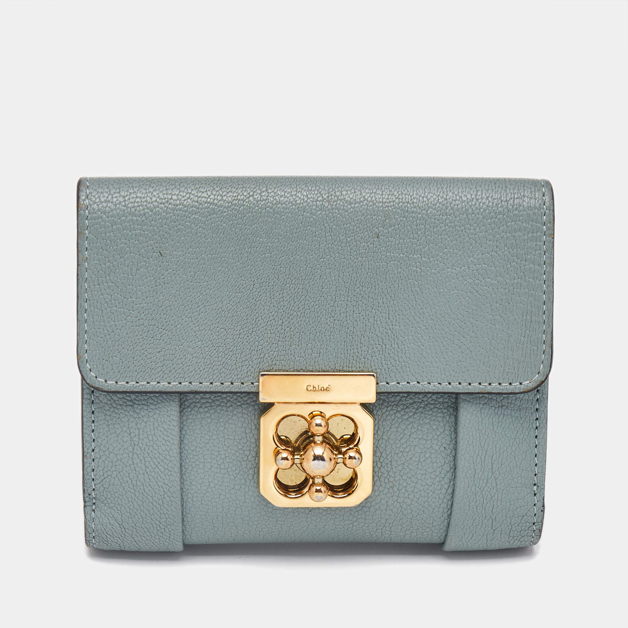 Chloe Light Blue Leather Elsie Compact Wallet