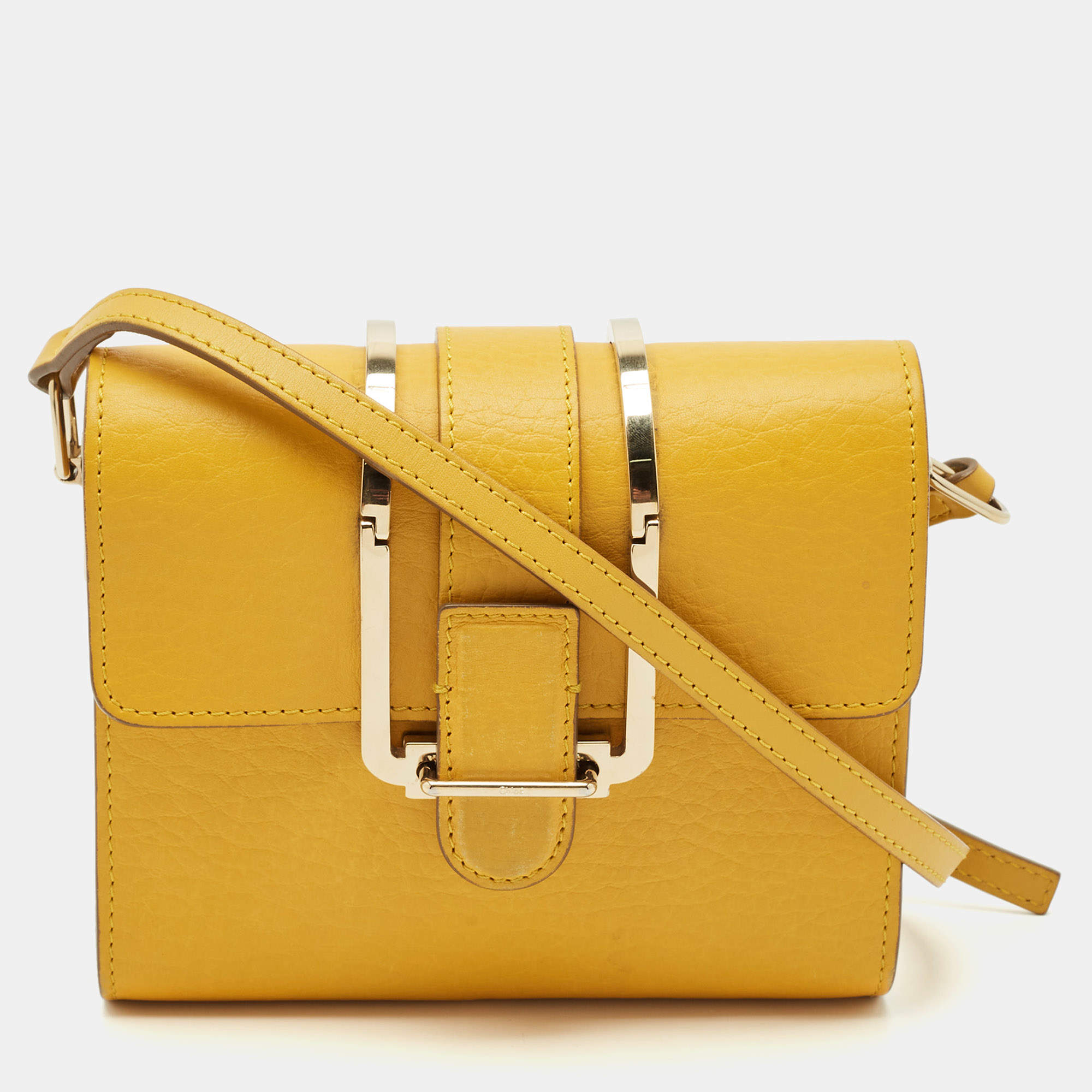 Pre Owned Chloe Yellow Leather Bronte Crossbody Bag