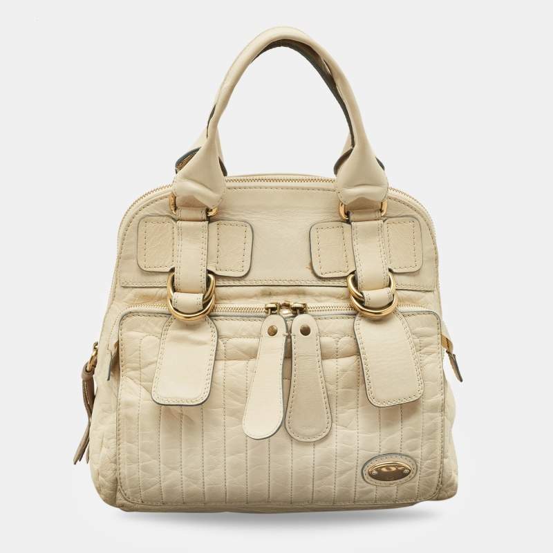 Chloe Off Whited Leather Bay Satchel