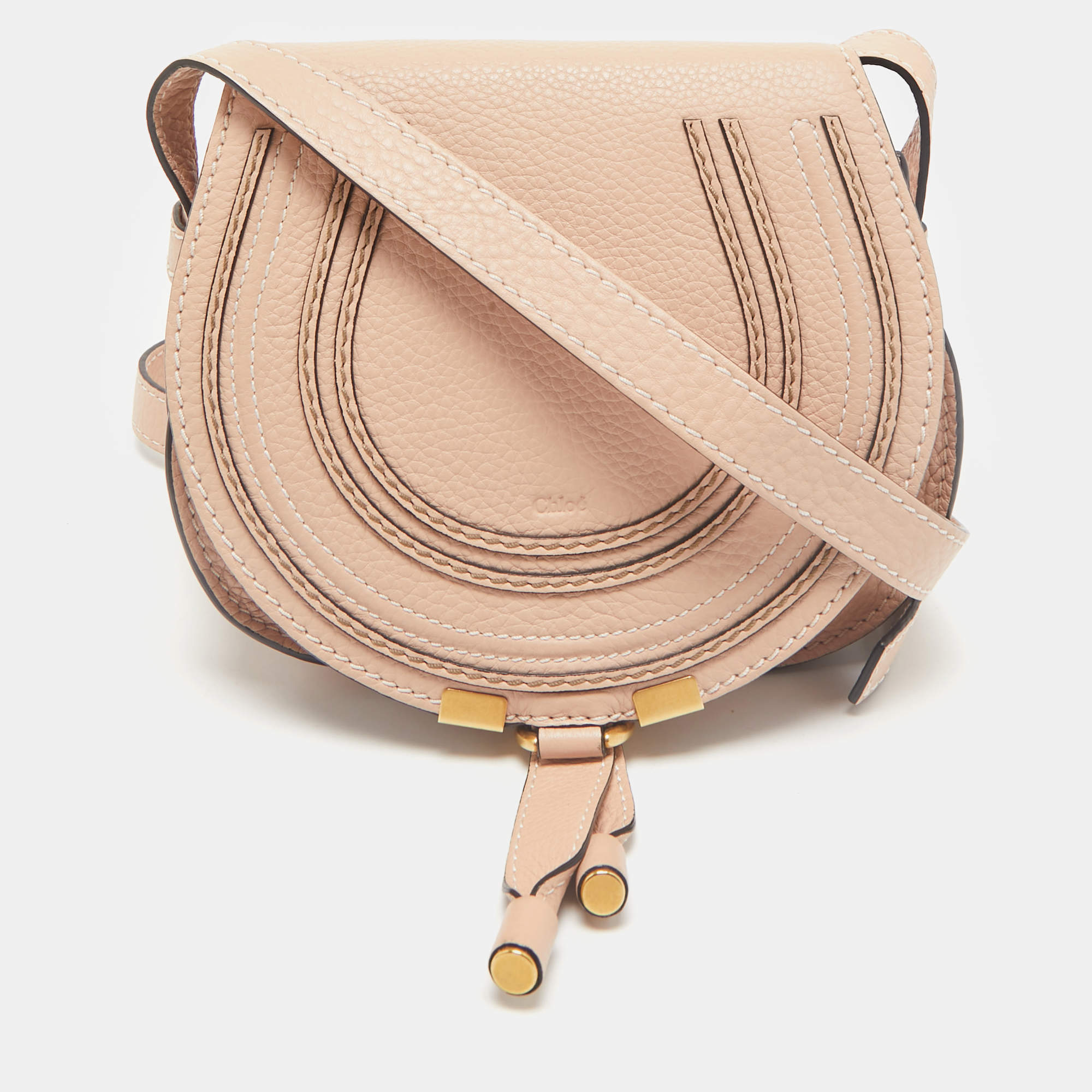 Chloé Peach Leather Mini Marcie Crossbody Bag