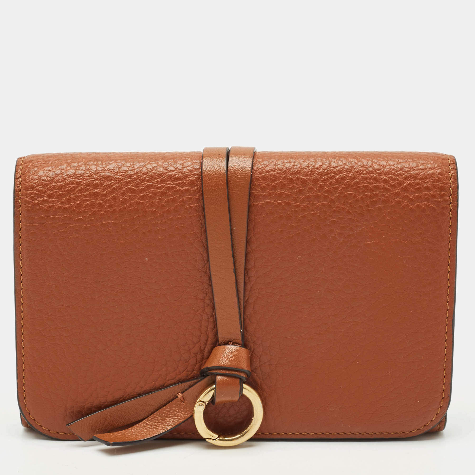 Chloe Brown Leather Alphabet Compact Wallet