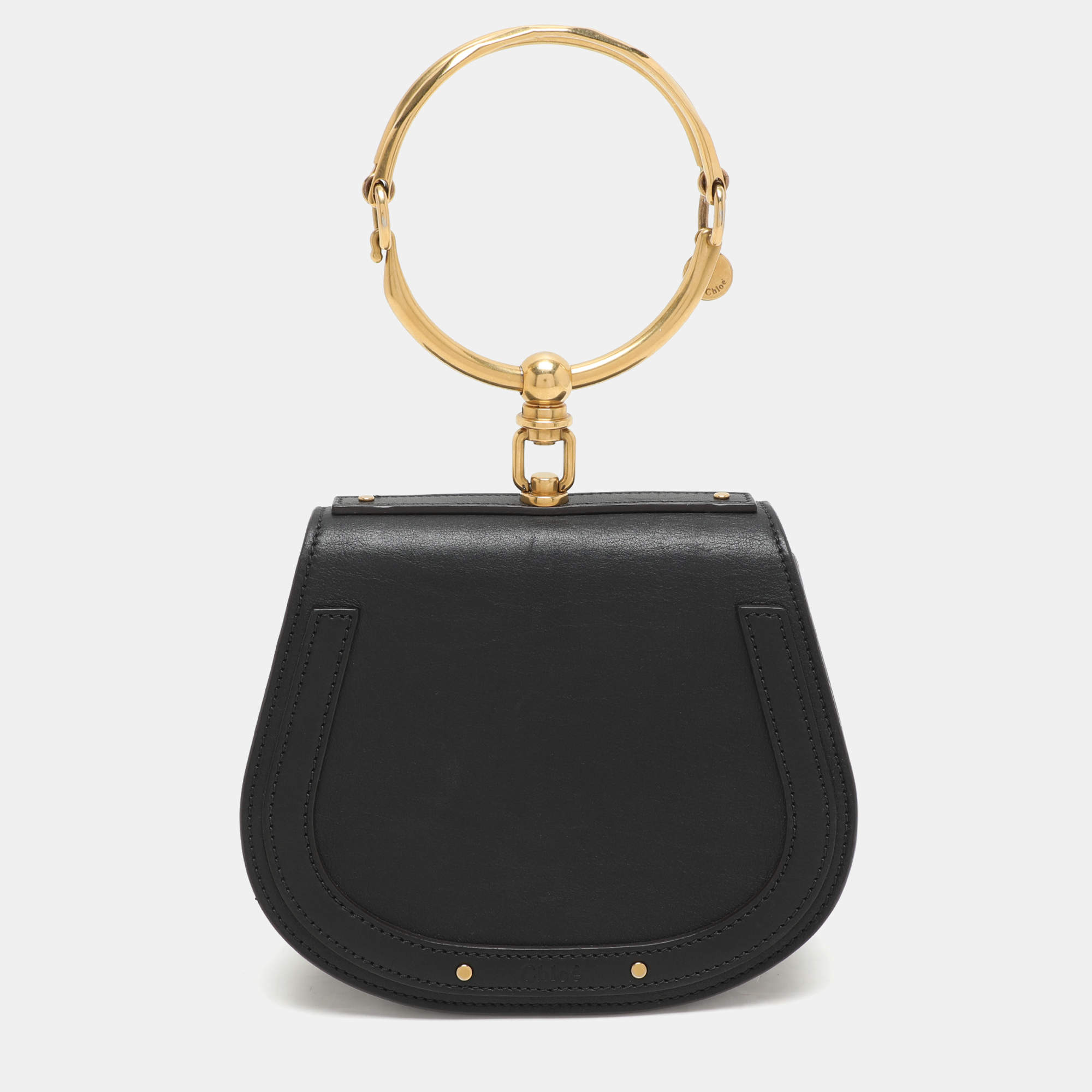 Chloé Black Leather and Suede Small Nile Bracelet Crossbody Bag