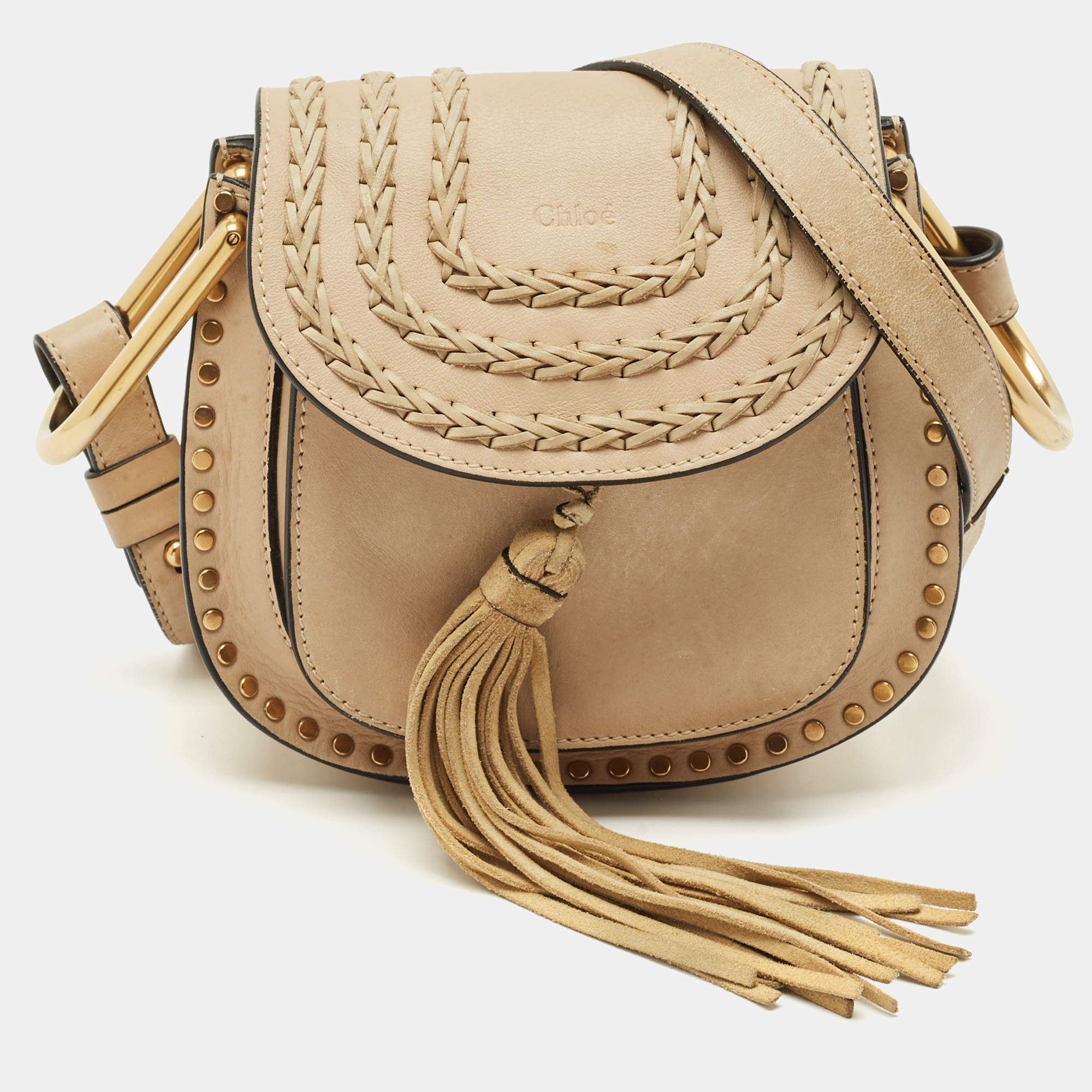 Pre Owned Chloe Beige Leather Mini Hudson Shoulder Bag