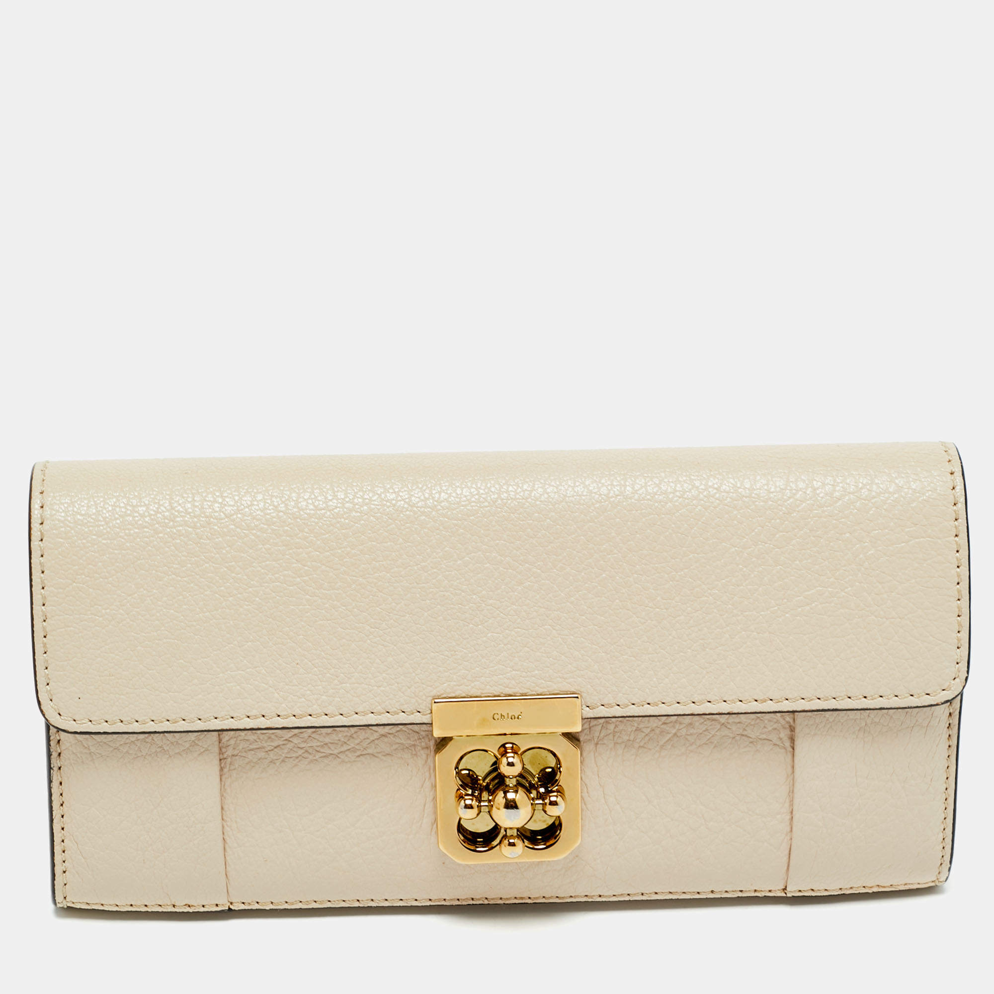 Pre Owned Chloe Beige Leather Elsie Continental Wallet