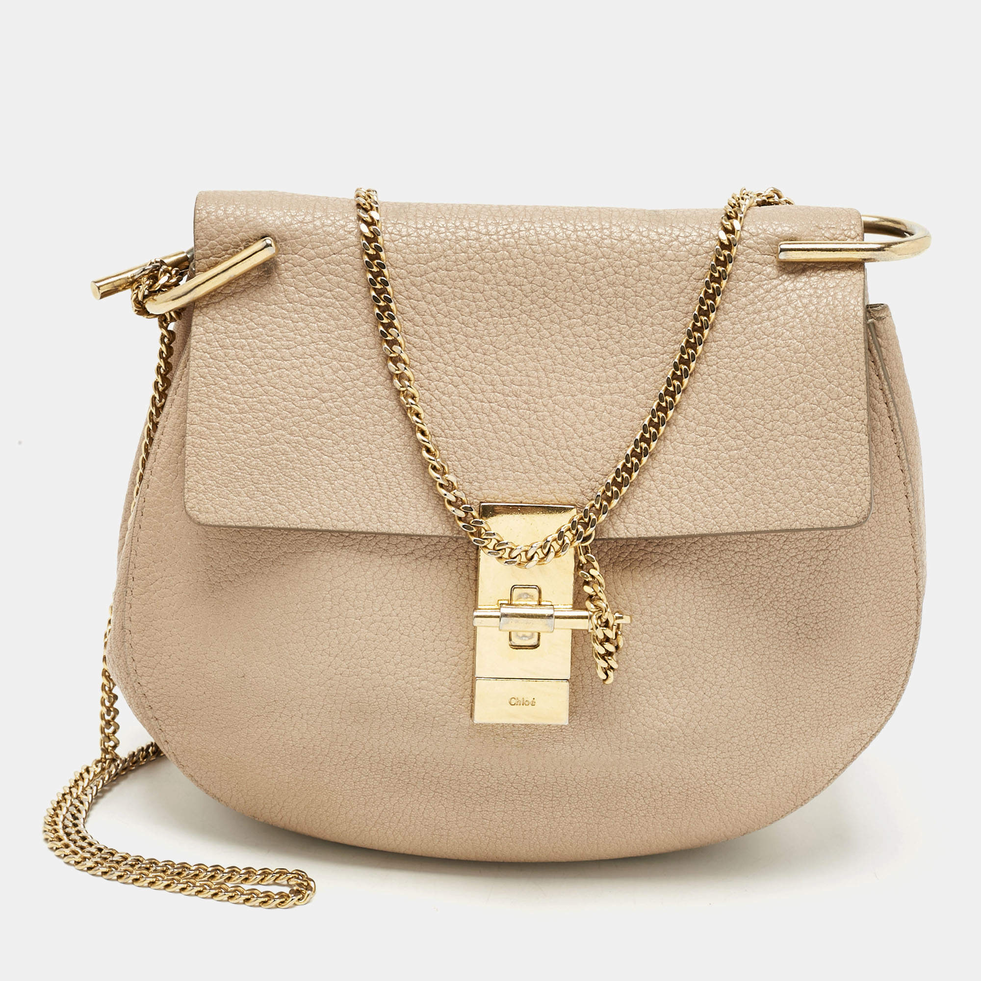 Pre Owned Chloe Light Beige Medium Drew Shoulder Bag