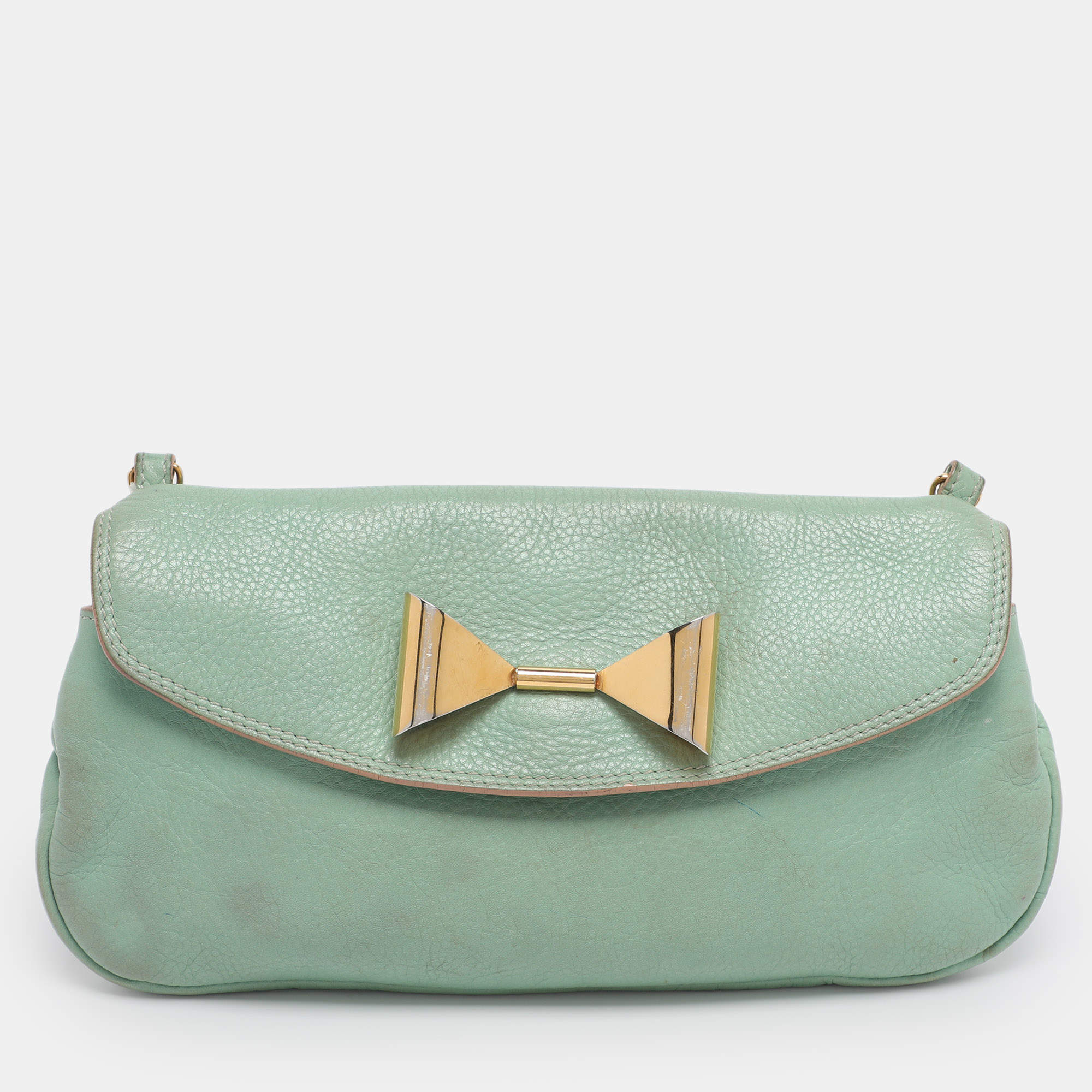 Pre Owned Chloe Green Leather Crossbody Bag