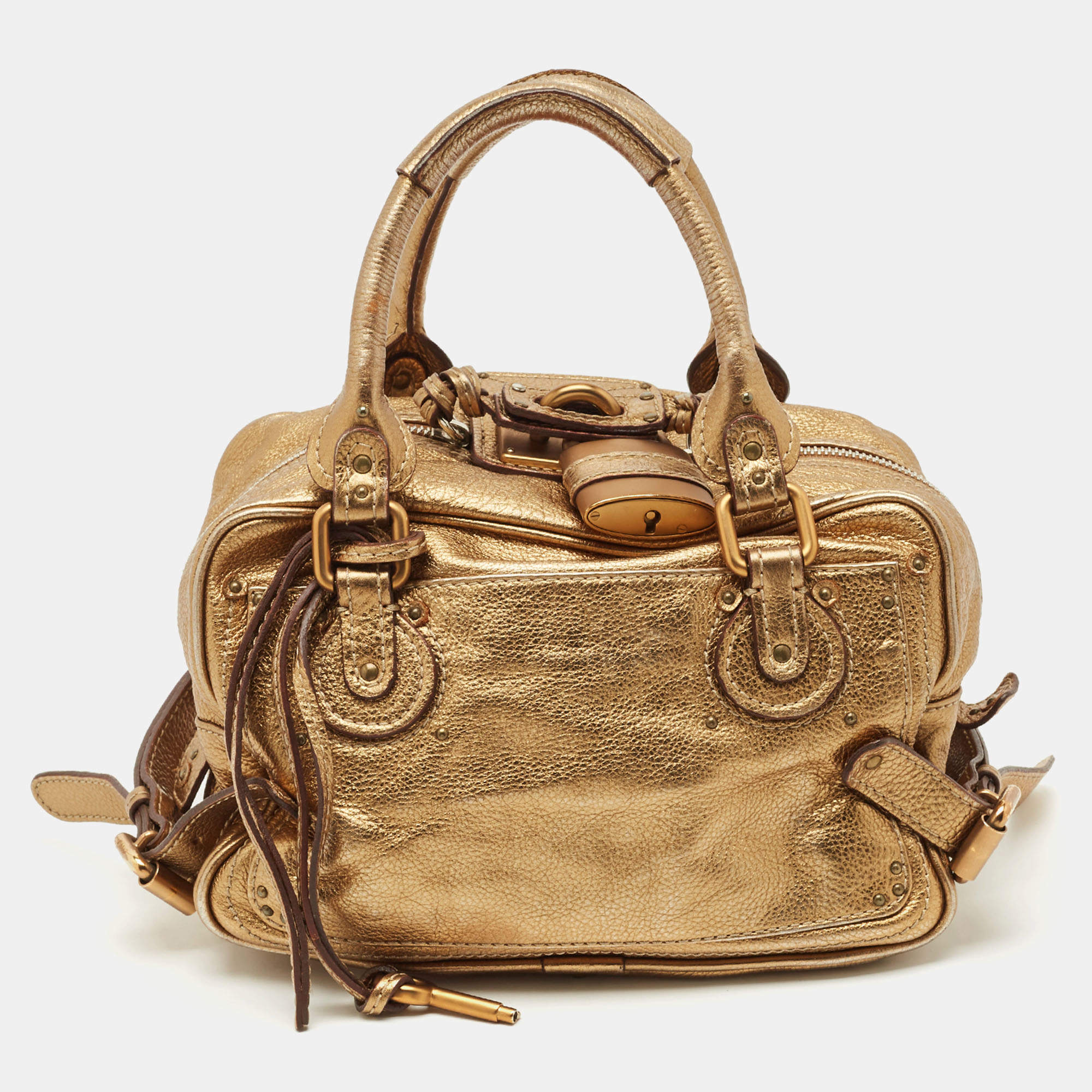 Pre Owned Chloe Gold Leather Paddington Satchel